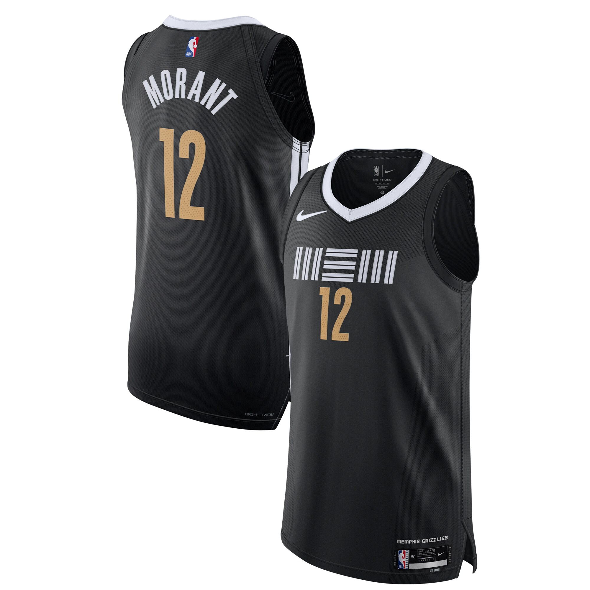 Men's Memphis Grizzlies Ja Morant  Black 2023/24 Authentic Jersey - City Edition