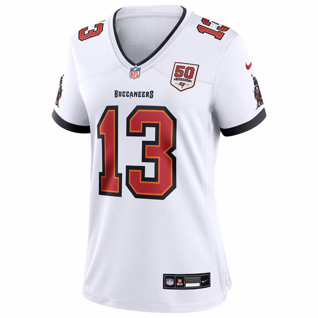 Mike Evans #13 Tampa Bay Buccaneers Women's 50th Season White Game Jersey - White