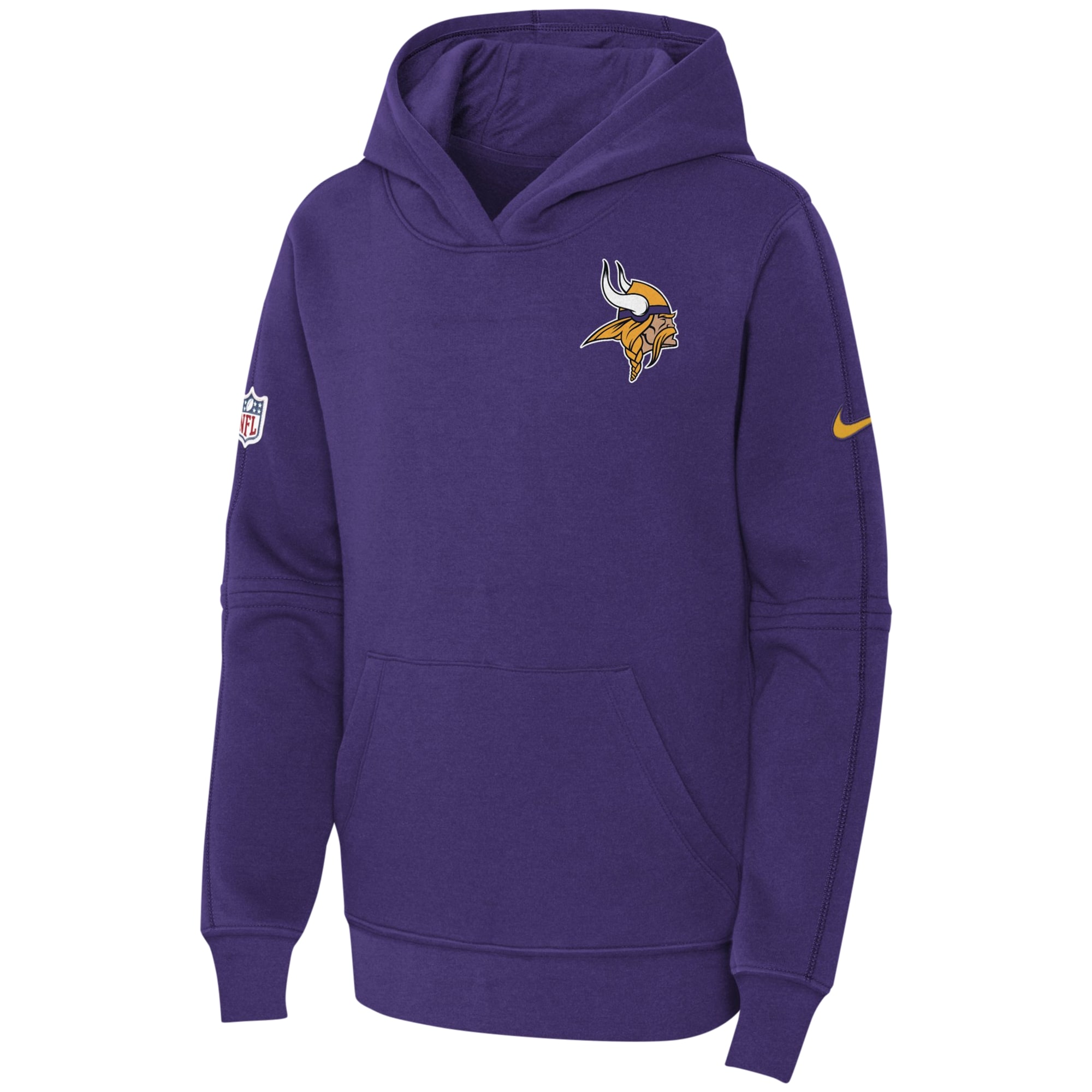 Minnesota Vikings  Youth 2023 Sideline Club Fleece Pullover Hoodie - Purple