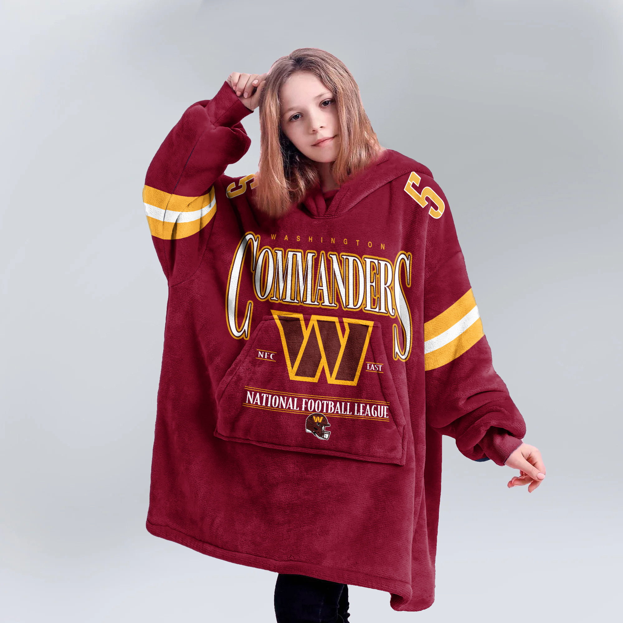 Adult 5 Washington Football Unisex Blanket Hoodie