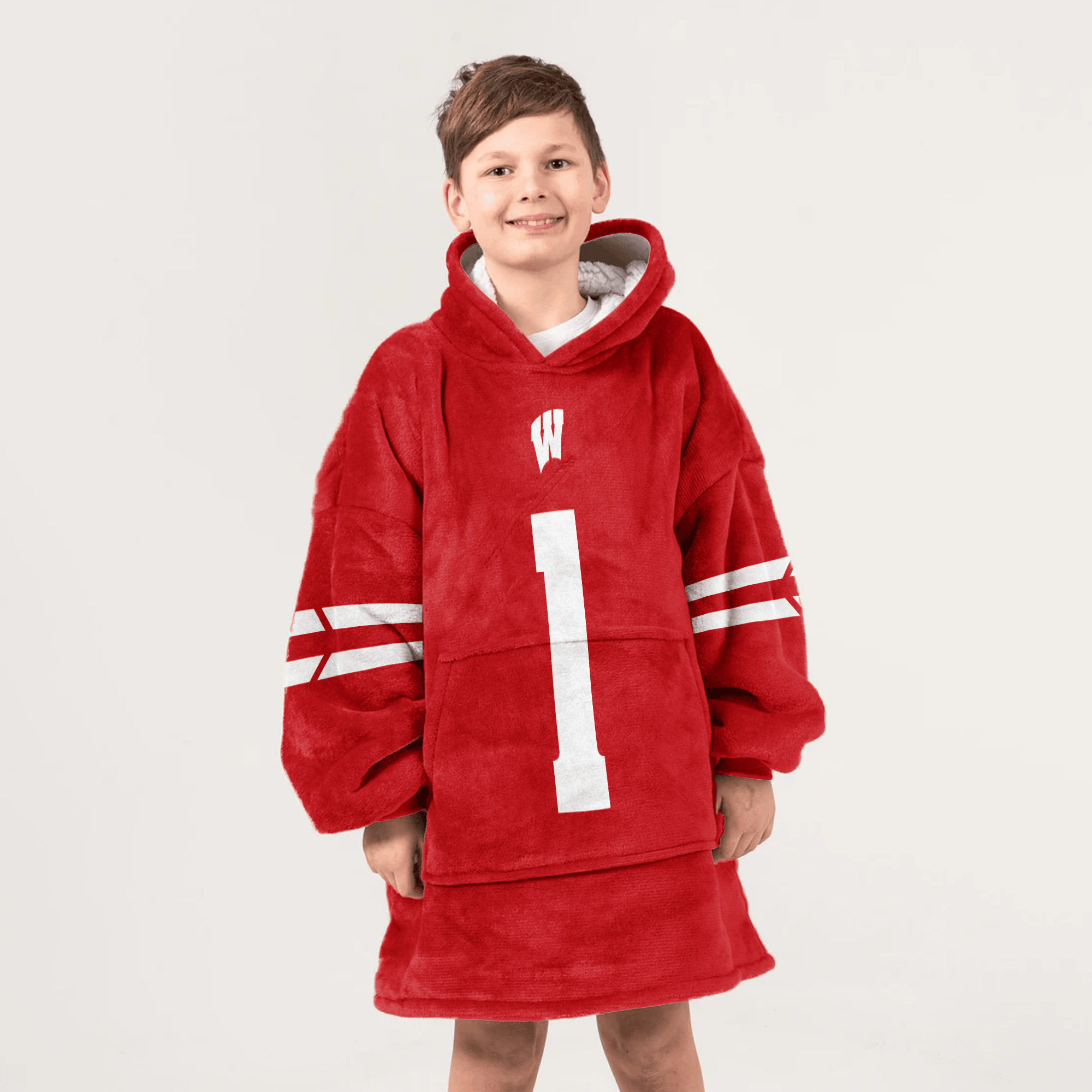 Kid #1 Wisconsin Football Unisex Blanket Hoodie