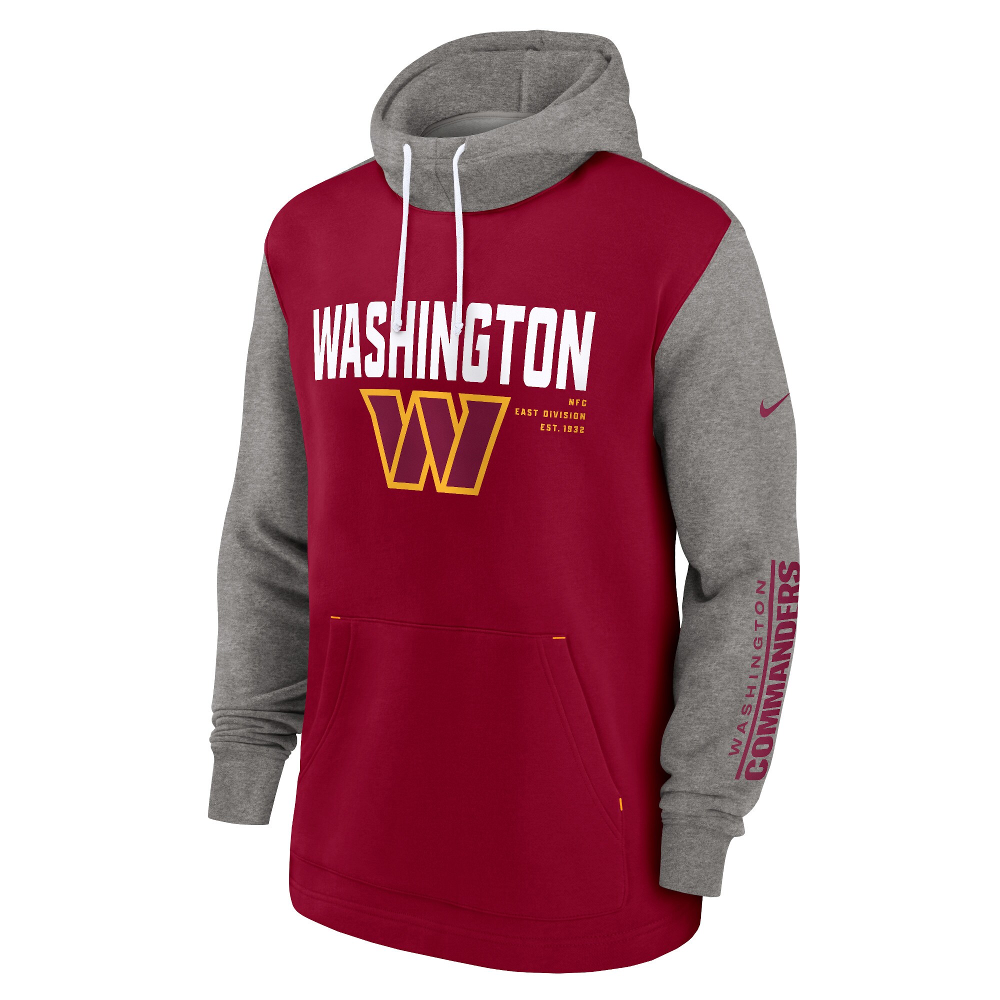 Washington Commanders Fashion Color Block Pullover Hoodie - Burgundy