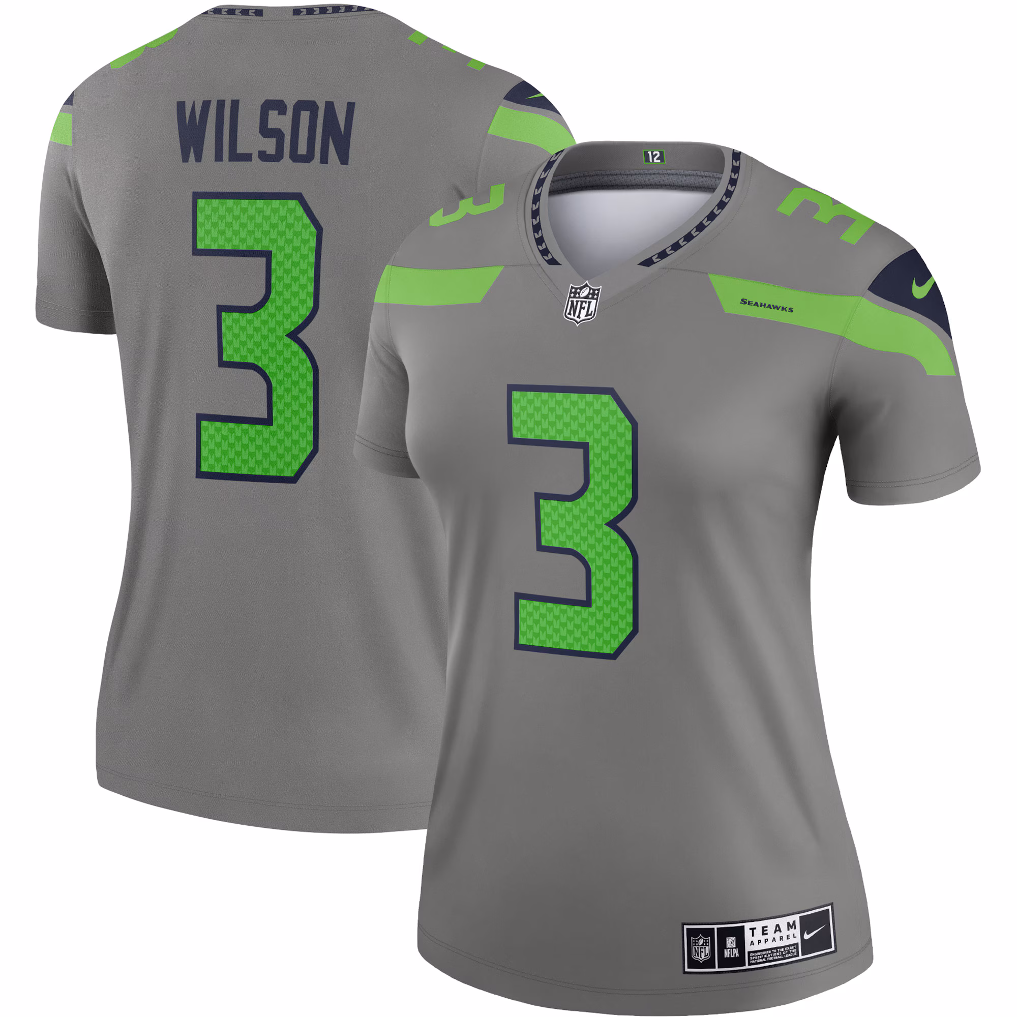 Russell Wilson Seattle Seahawks Women's Inverted Legend Jersey - Gray