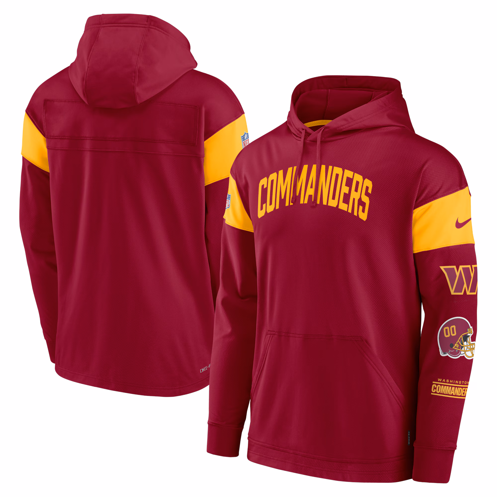 Washington Commanders Sideline Athletic Arch Jersey Performance Pullover Hoodie - Burgundy