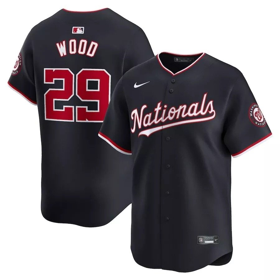 Men's Washington Nationals James Wood #29  Navy MLB Jersey
