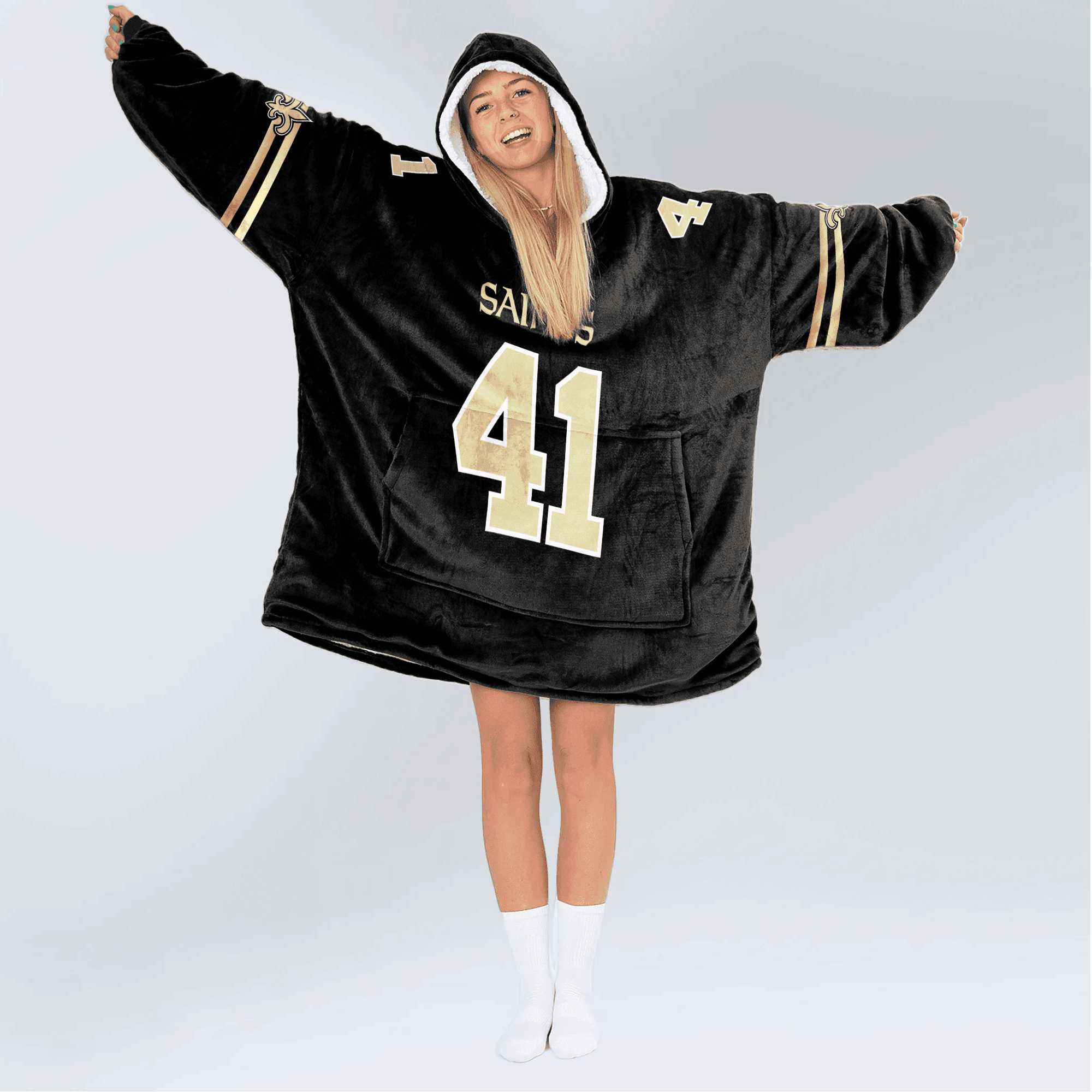 Adult 41 New Orleans Football Unisex Blanket Hoodie