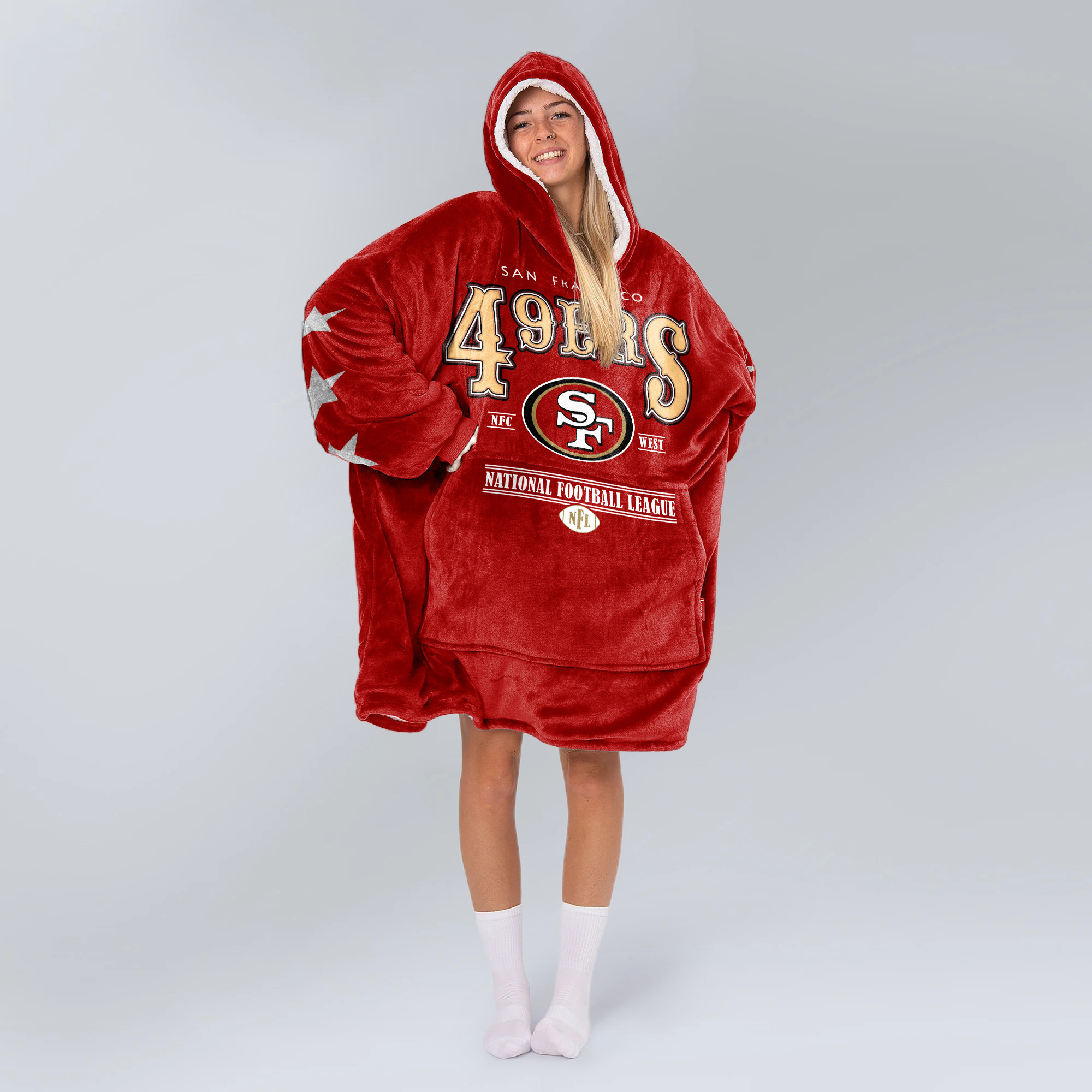 Adult San Francisco 49ers Football Unisex Blanket Hoodie