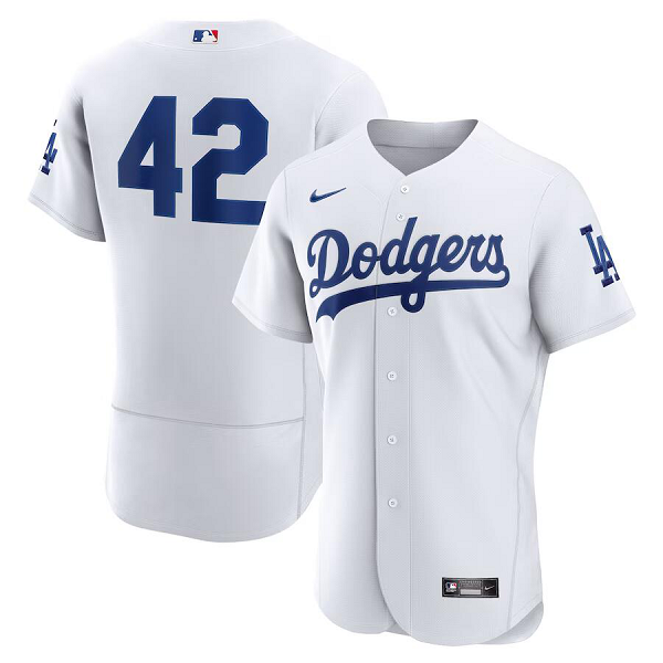 Men's Los Angeles Dodgers #42  2023 Jackie Robinson Day White Flex Base Jersey