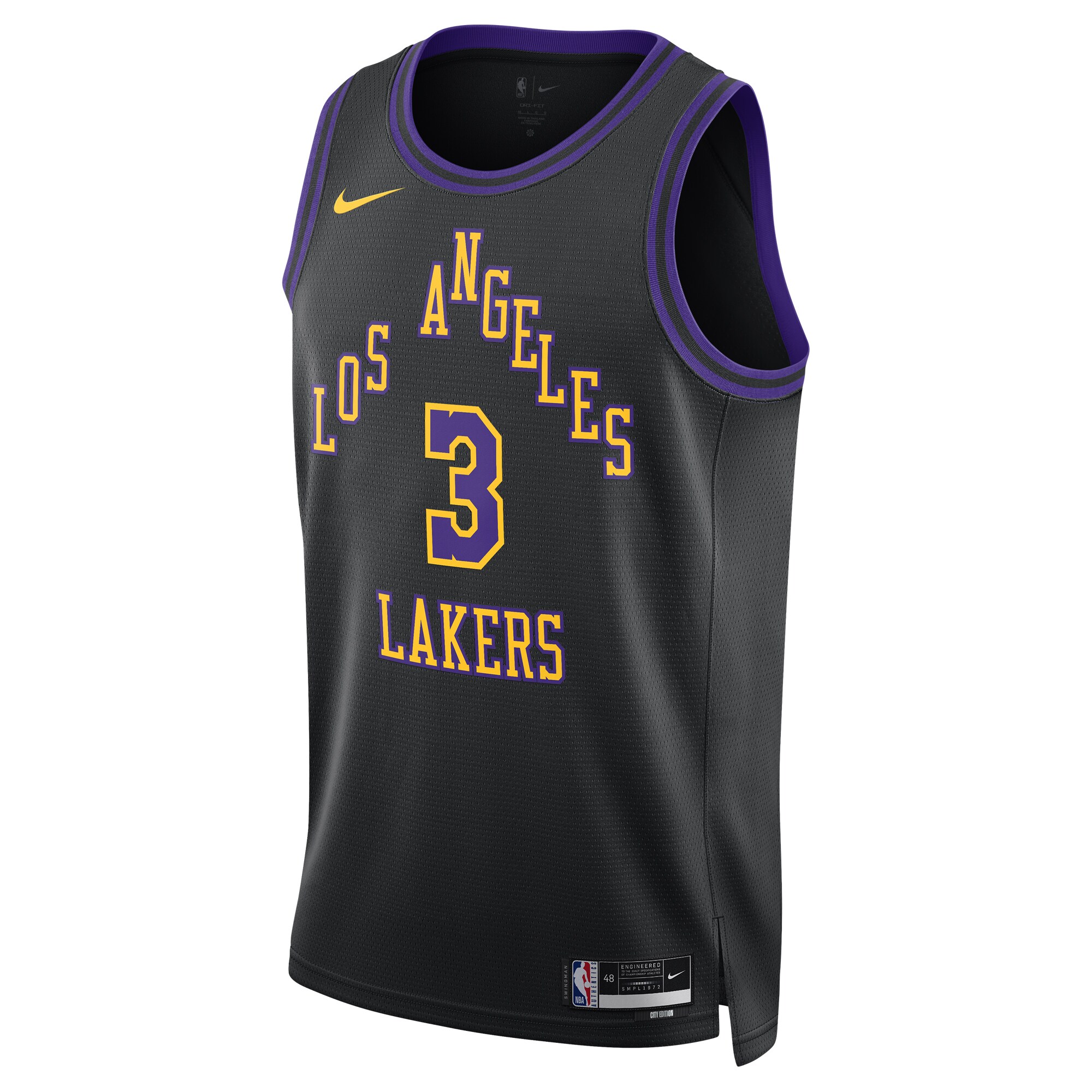 Unisex Los Angeles Lakers Anthony Davis  Black 2023/24 Swingman Jersey - City Edition
