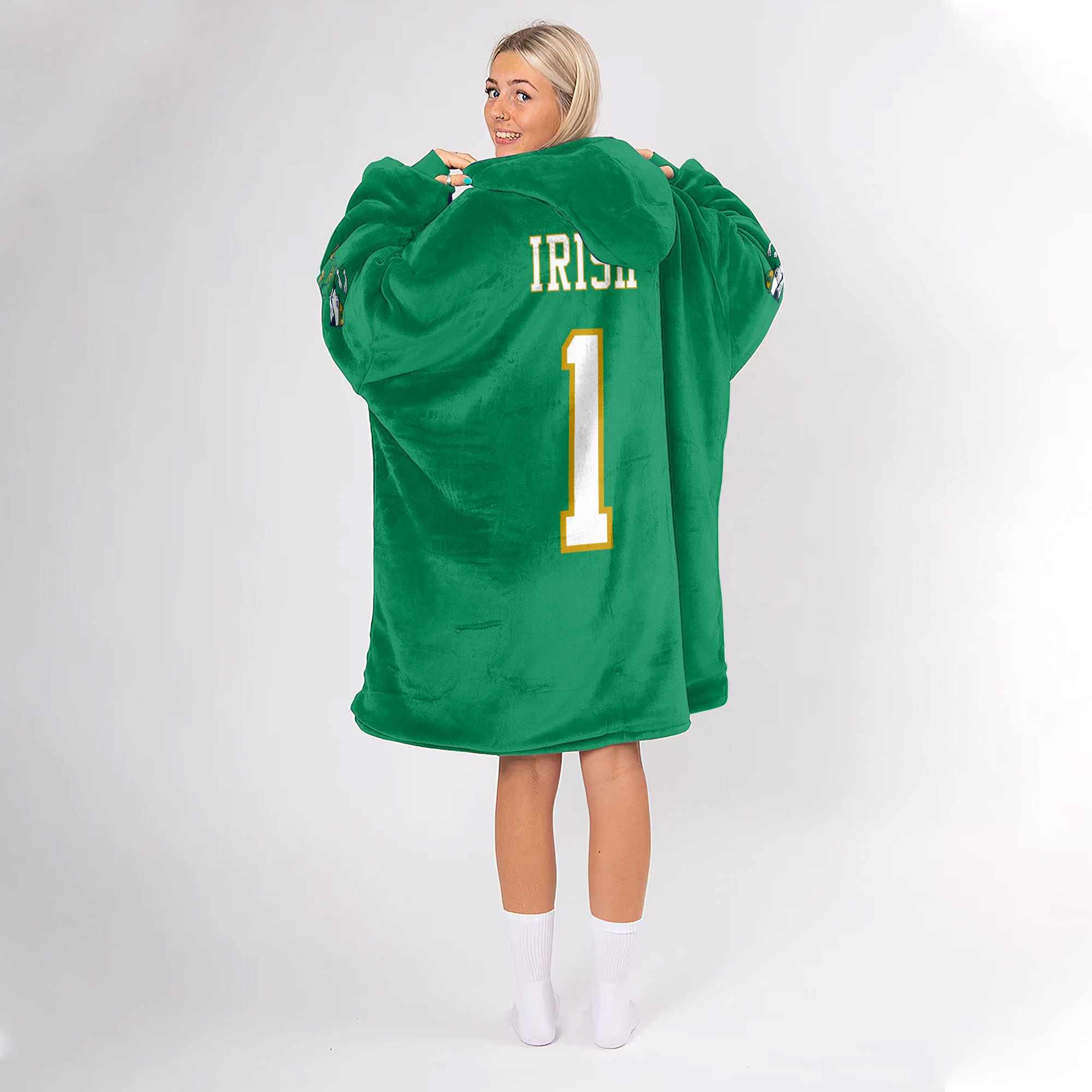Adult #1 Notre Dame Football Unisex Blanket Hoodie