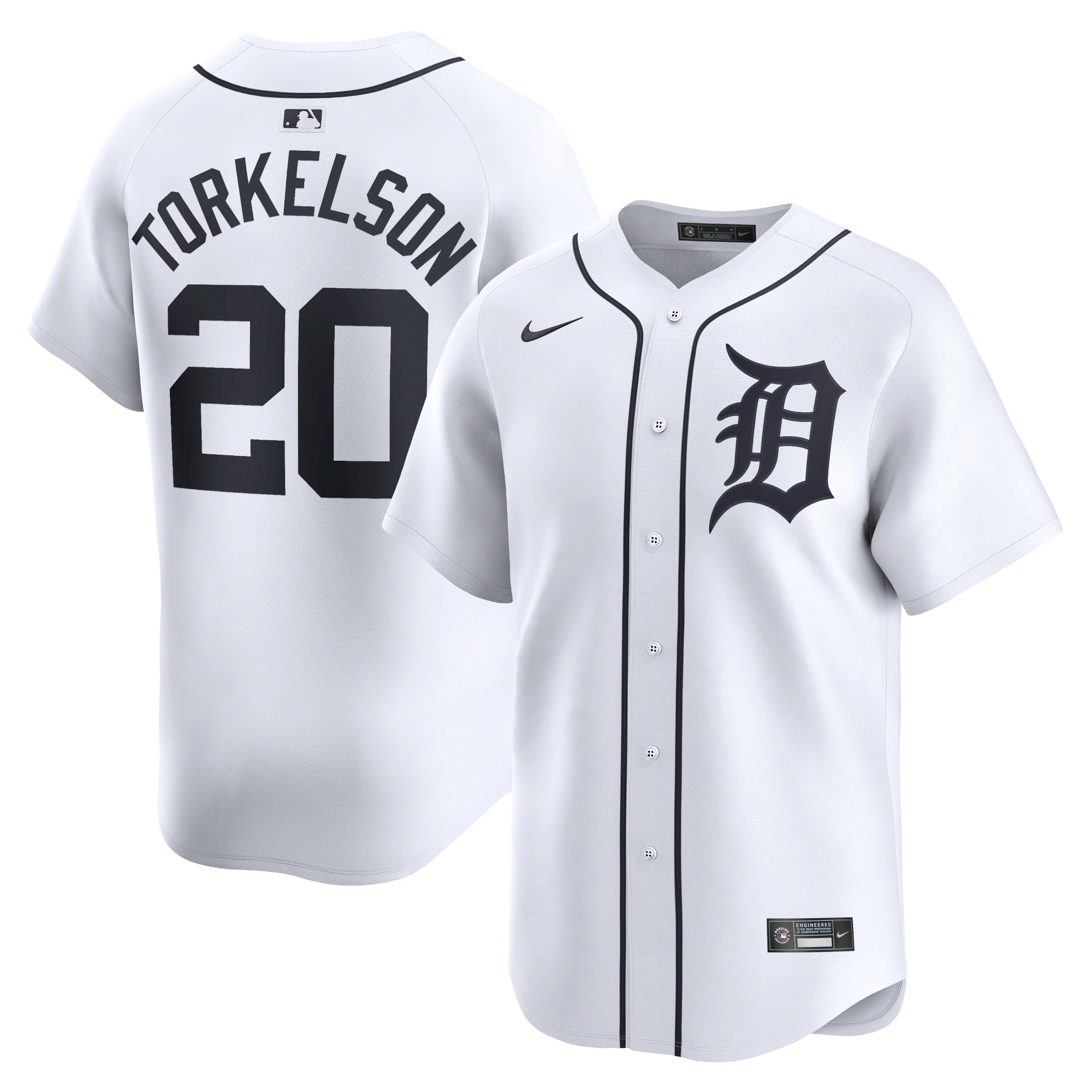 Men's Detroit Tigers #20 Spencer Torkelson  White Home Limited Player Jersey