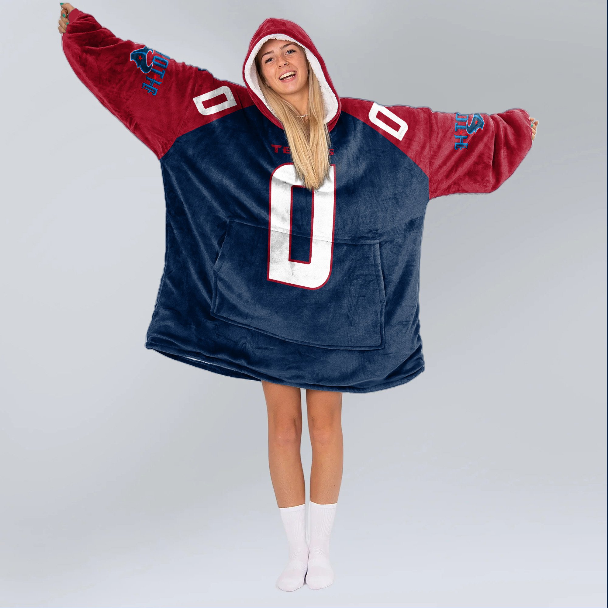 Adult 0 Houston Football Unisex Blanket Hoodie
