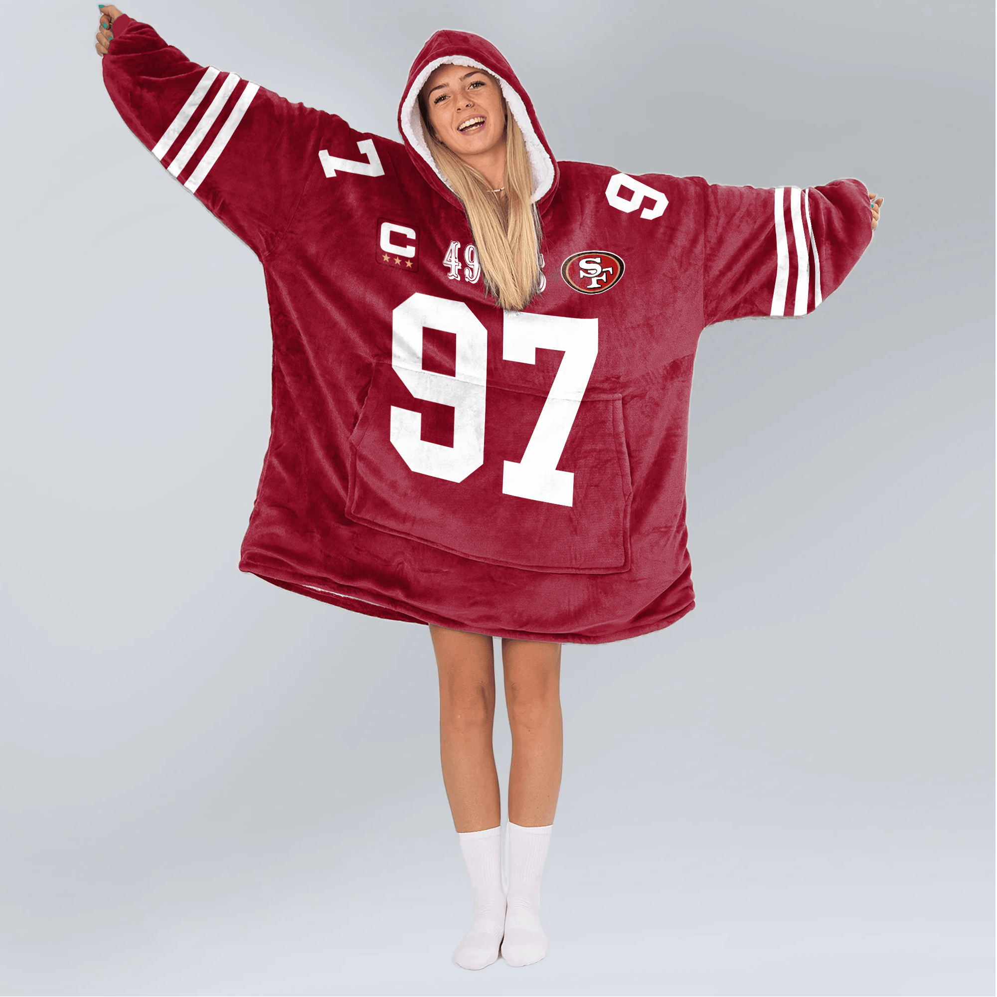 Adult N.B 97 Captain San Francisco 49ers Football Unisex Blanket Hoodie