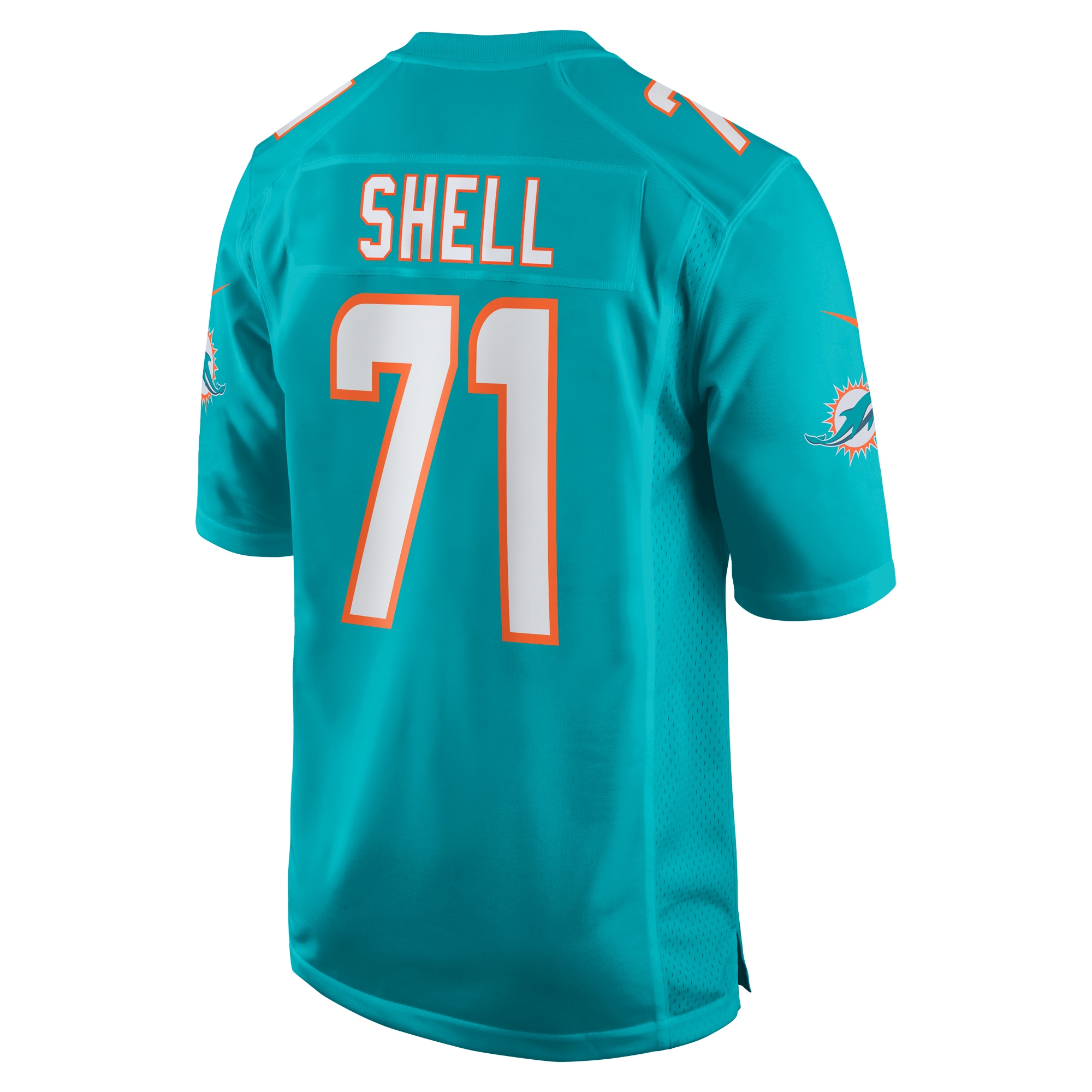 Brandon Shell Miami Dolphins Home Game Player Jersey - Aqua
