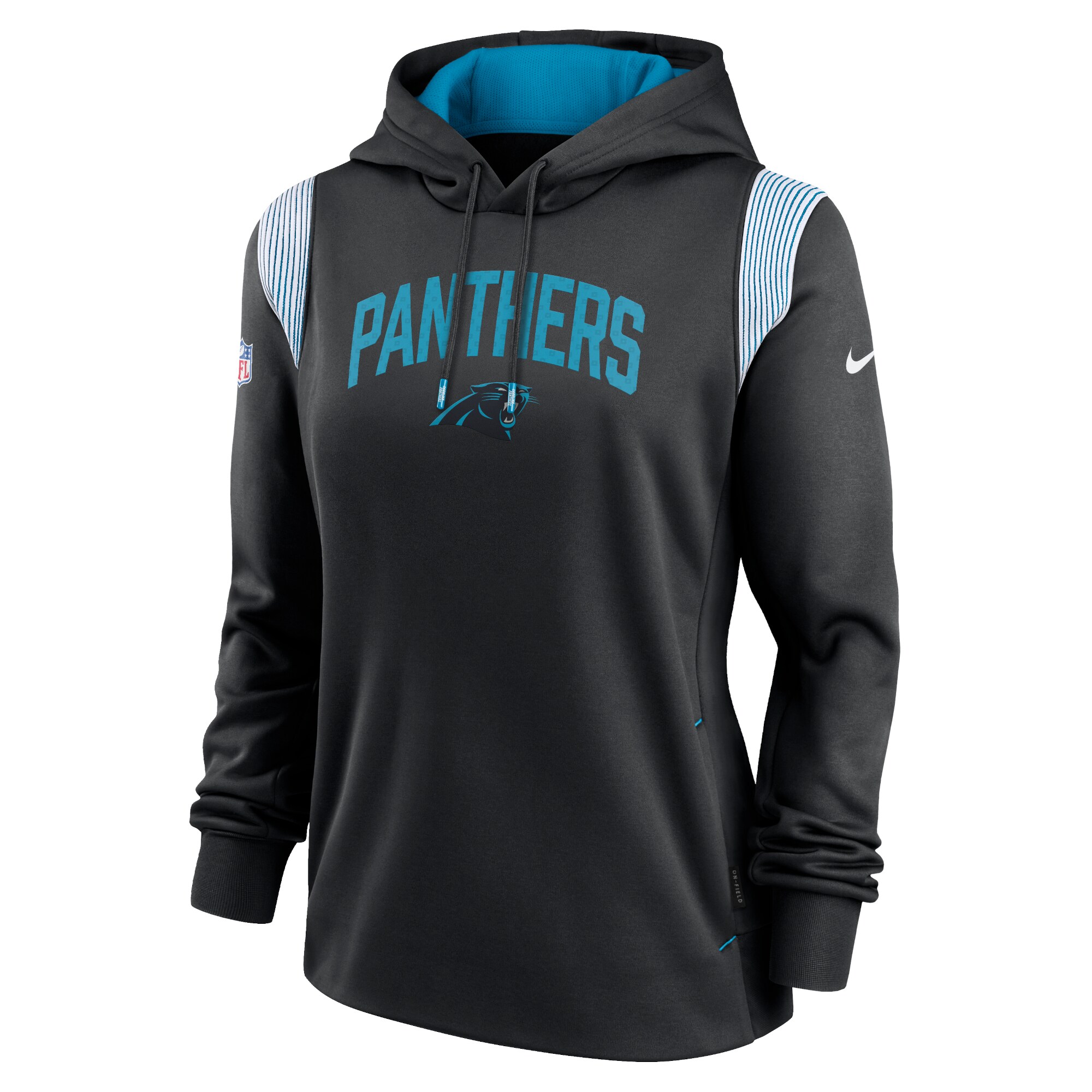 Carolina Panthers Women's Sideline Stack Performance Pullover Hoodie - Black
