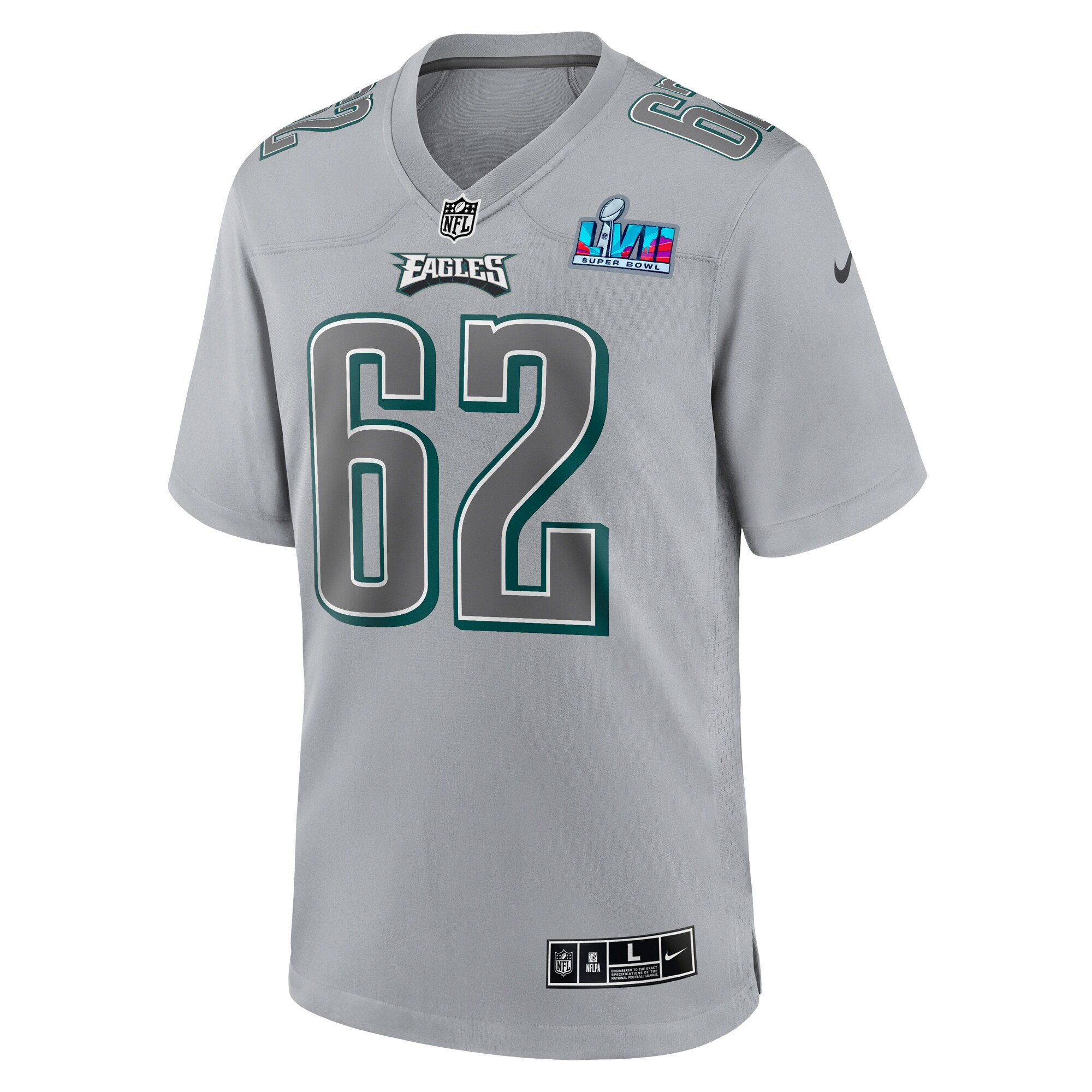 Jason Kelce Philadelphia Eagles  Super Bowl LVII Patch Atmosphere Fashion Game Jersey - Gray
