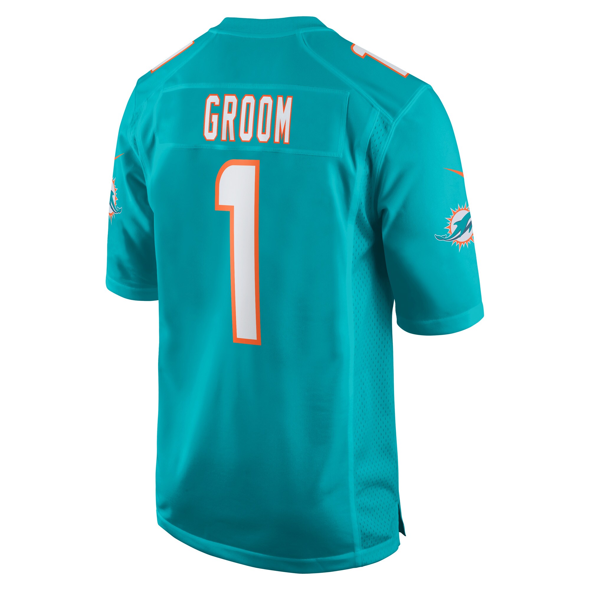 Number 1 Groom Miami Dolphins Game Jersey - Aqua
