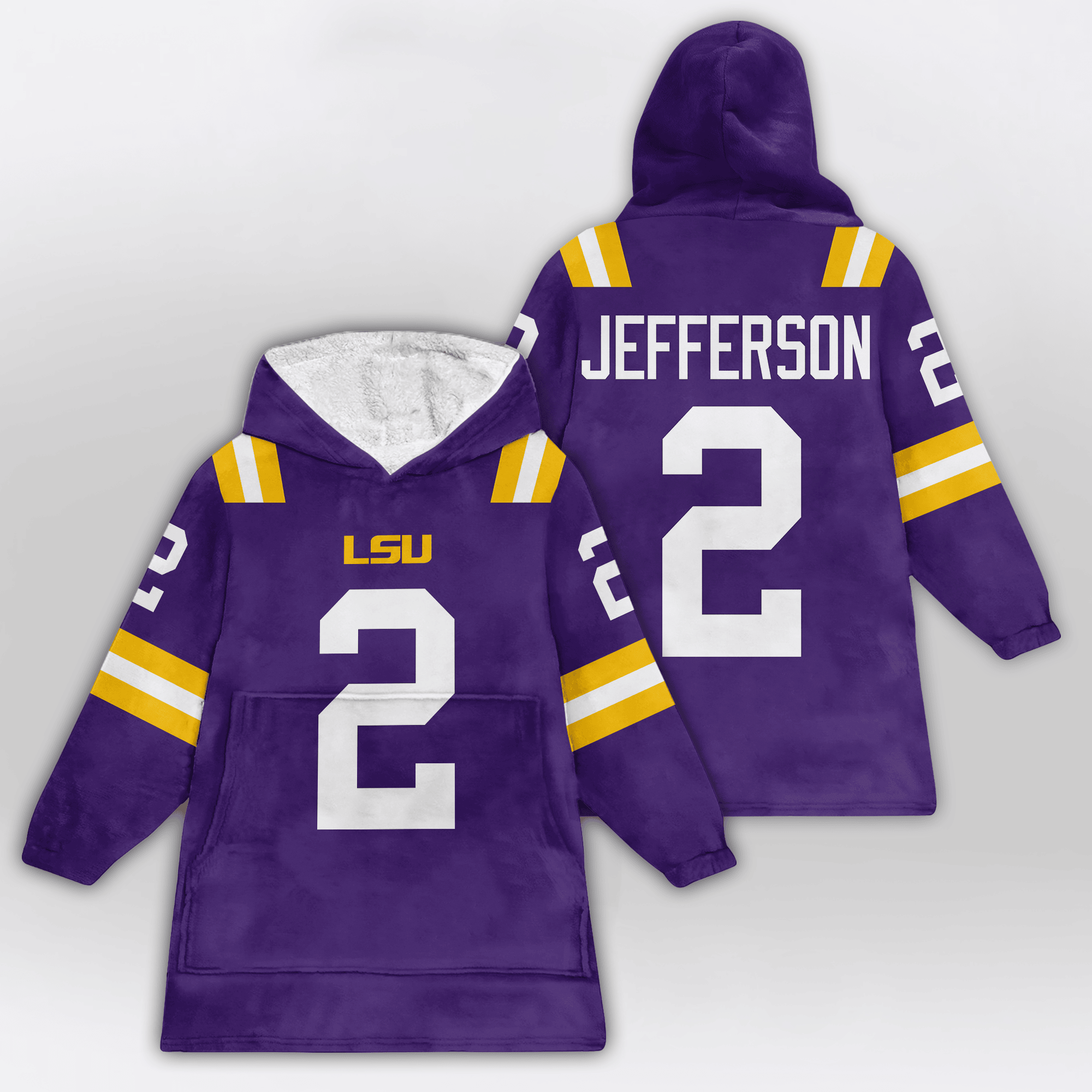 Adult J.J 2 LSU Football Unisex Blanket Hoodie