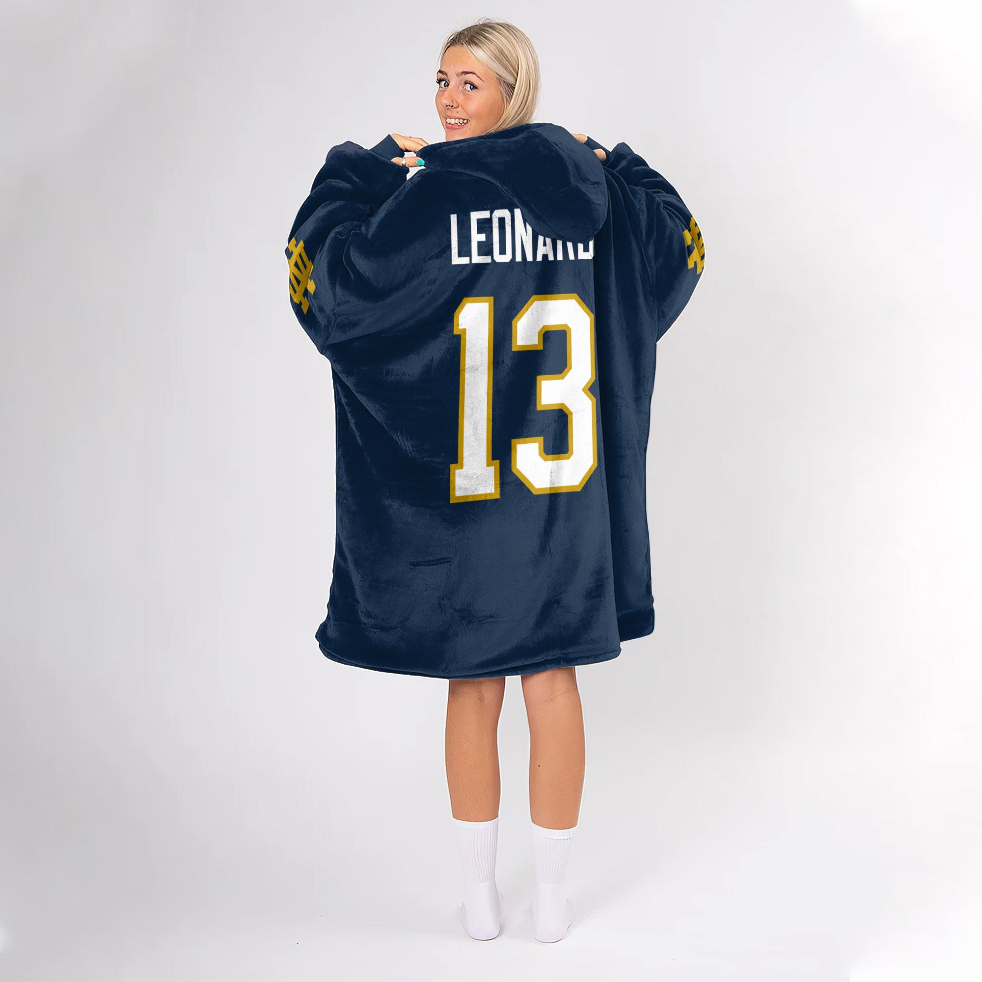 Adult 13 Notre Dame Football Unisex Blanket Hoodie
