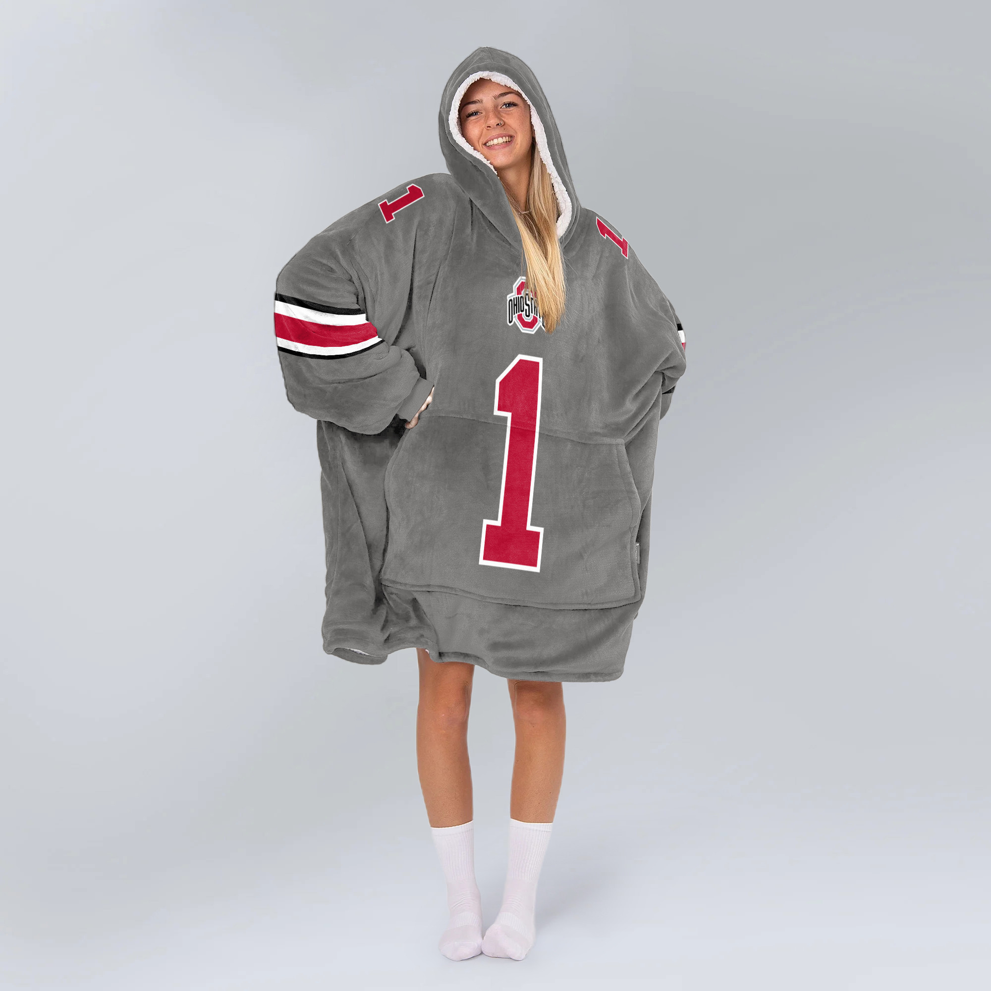 Adult 1 Ohio State Football Unisex Blanket Hoodie