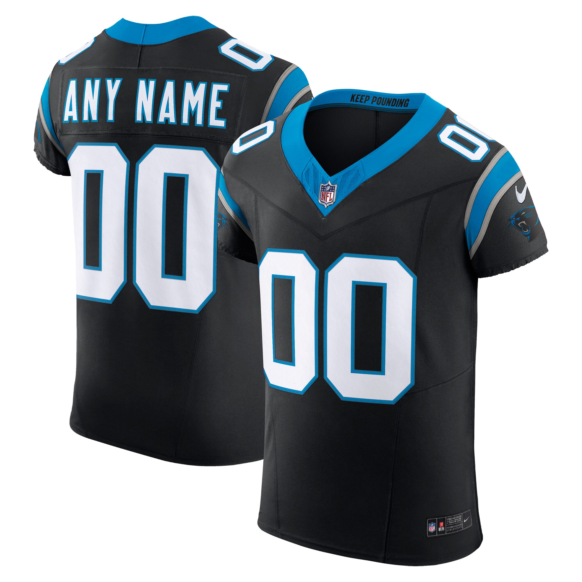 Carolina Panthers  Vapor F.U.S.E. Elite Custom Jersey - Black