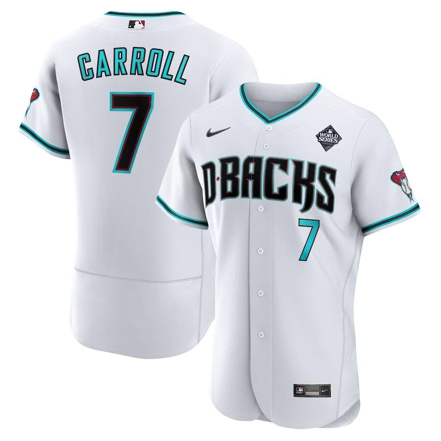 Men's #7 Corbin Carroll Arizona Diamondbacks  2023 World Series Player White Jersey