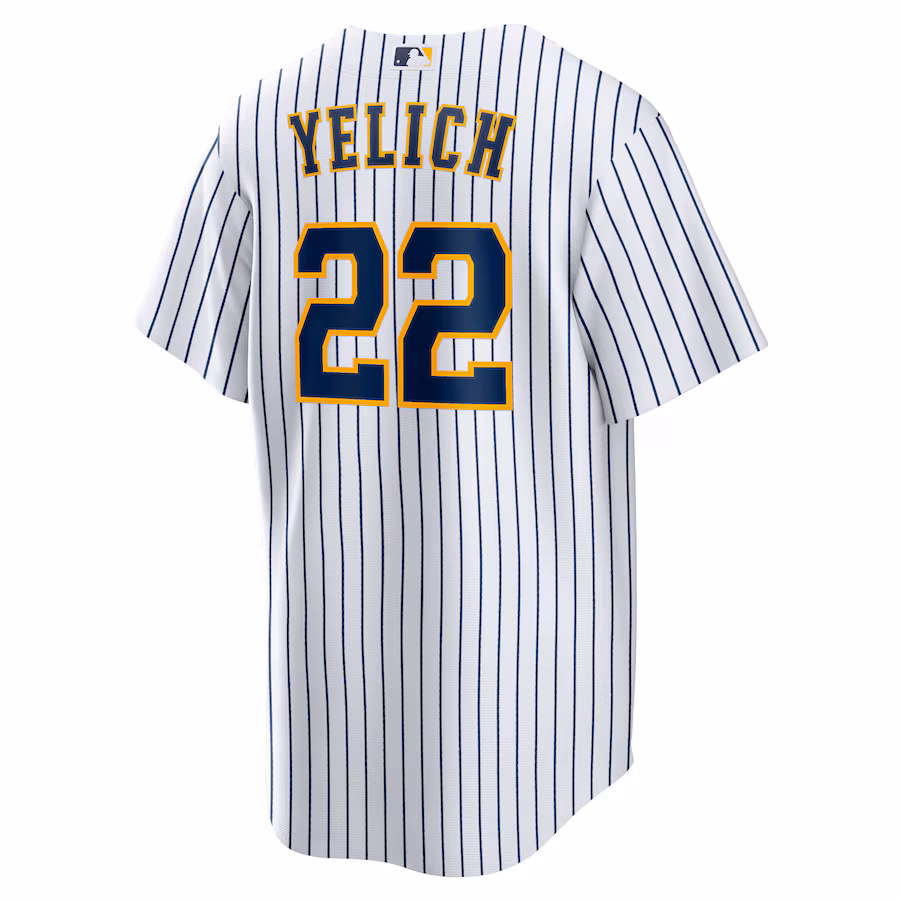 Men's Milwaukee Brewers #22 Christian Yelich White Alternate Replica Player Jersey