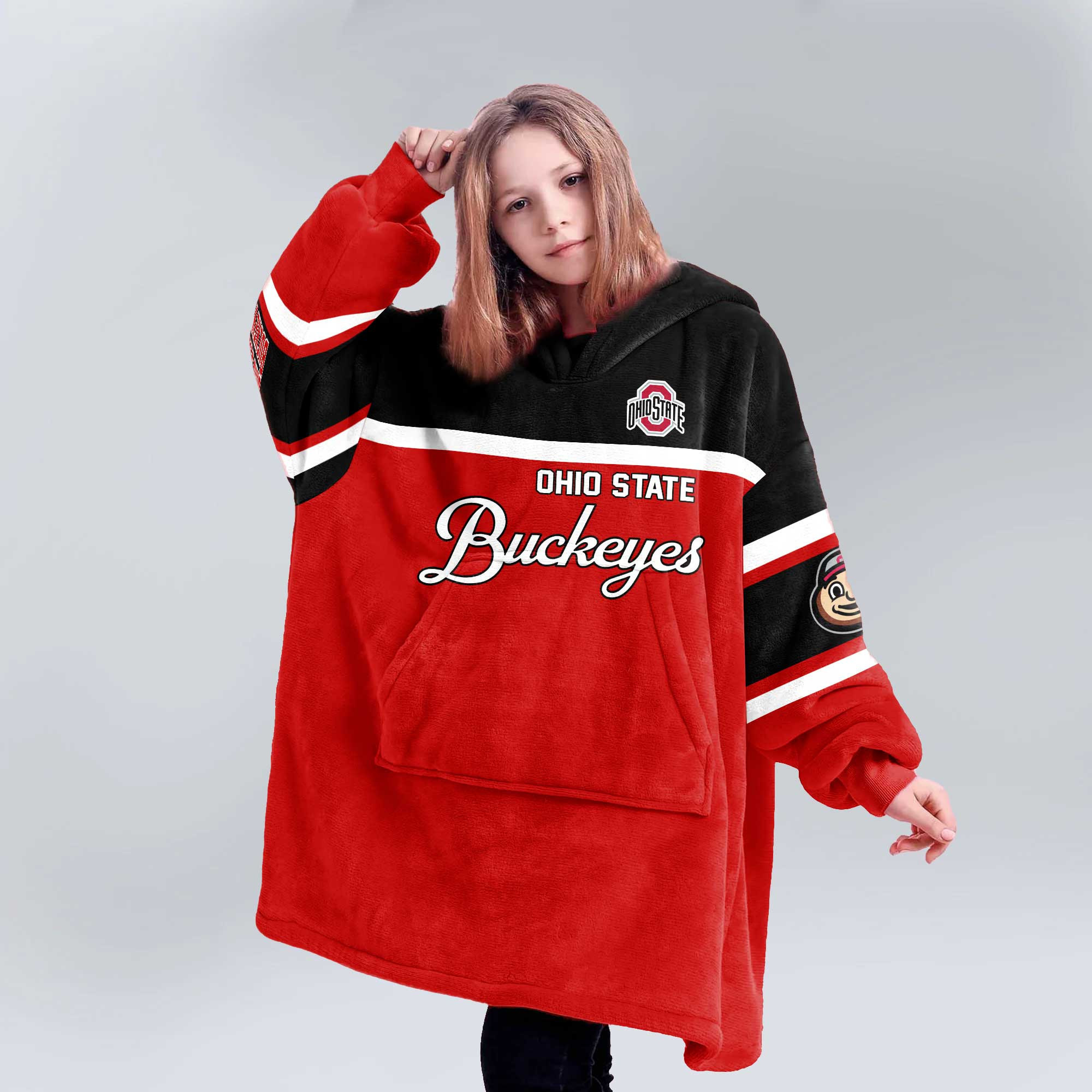 Adult Ohio State Football Unisex Blanket Hoodie