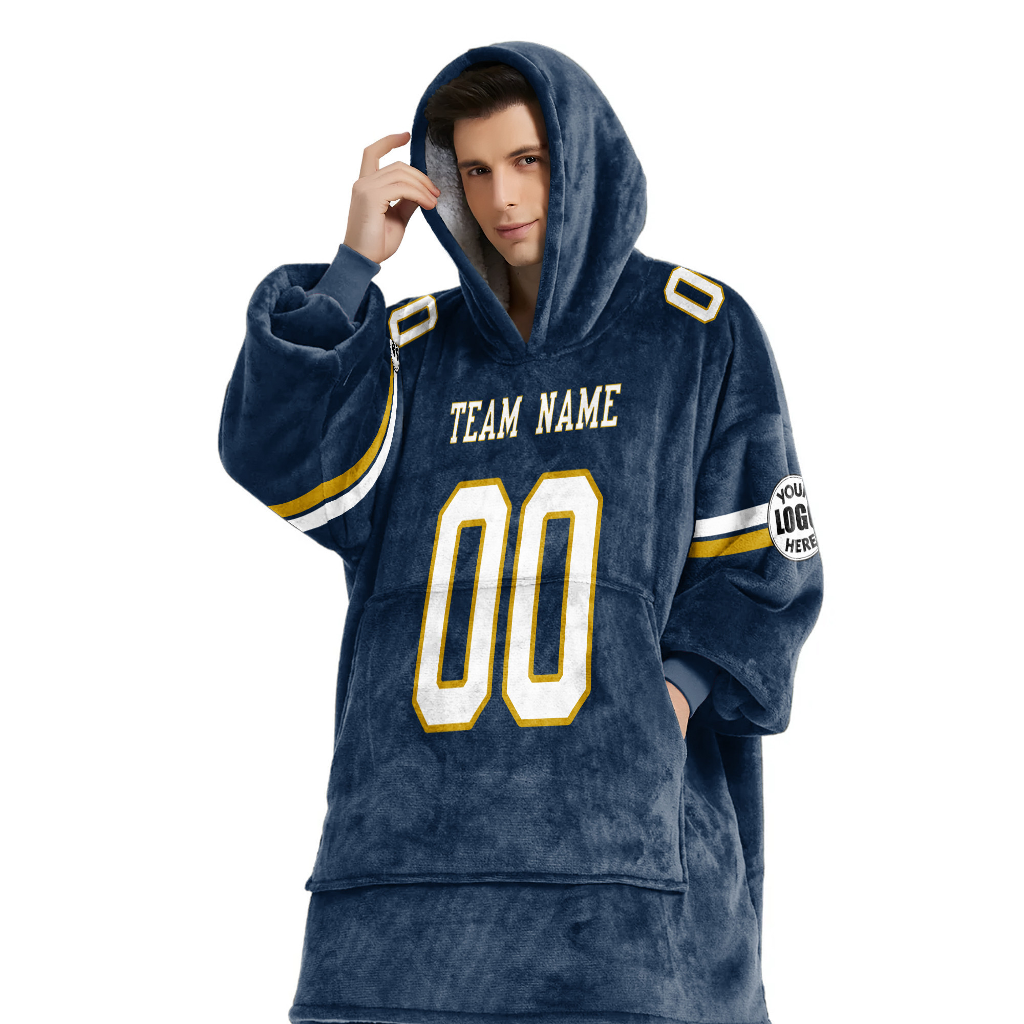 Adult Custom Blanket Hoodie Notre Dame Inspired Color