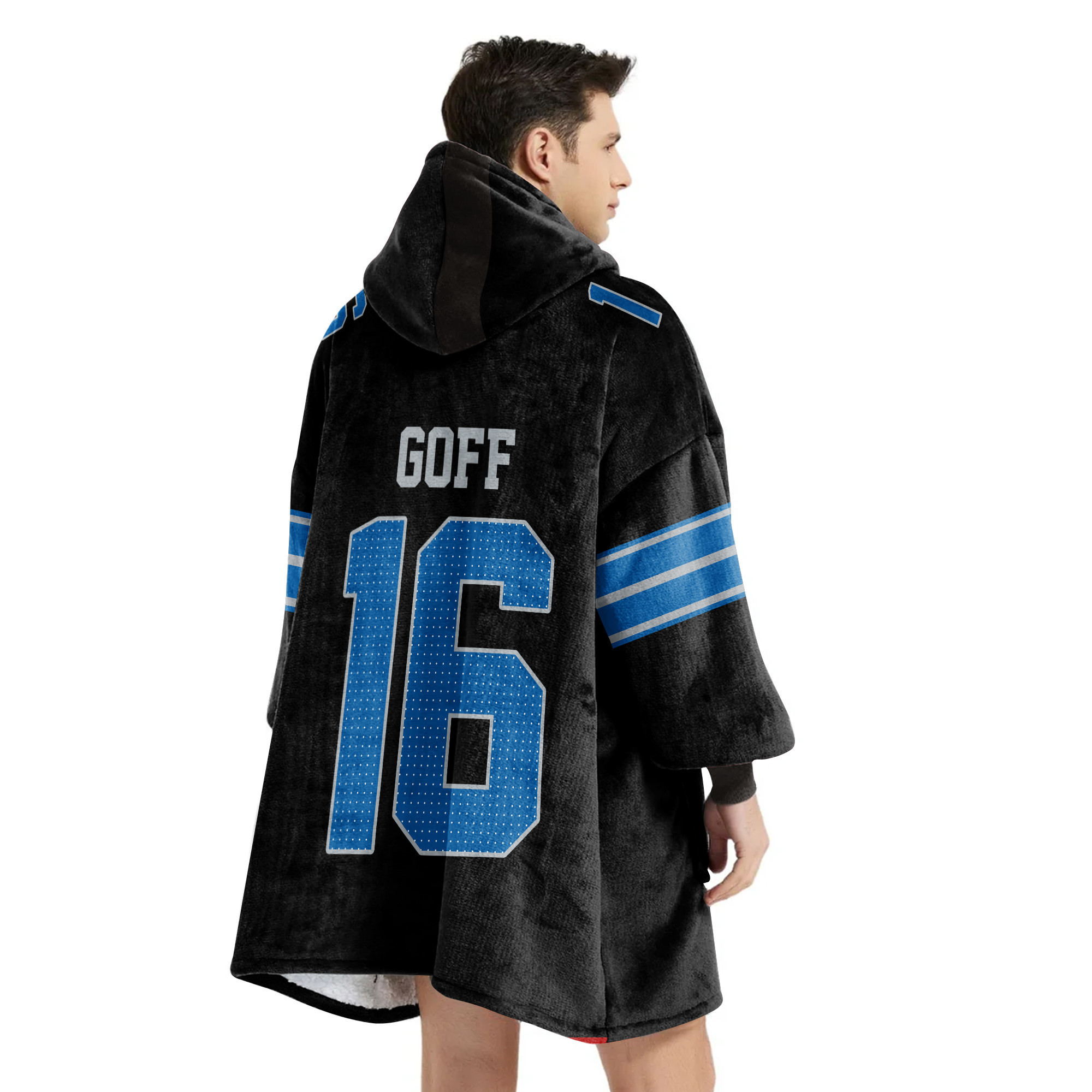 Adult JG 16 Detroit Football Unisex Blanket Hoodie