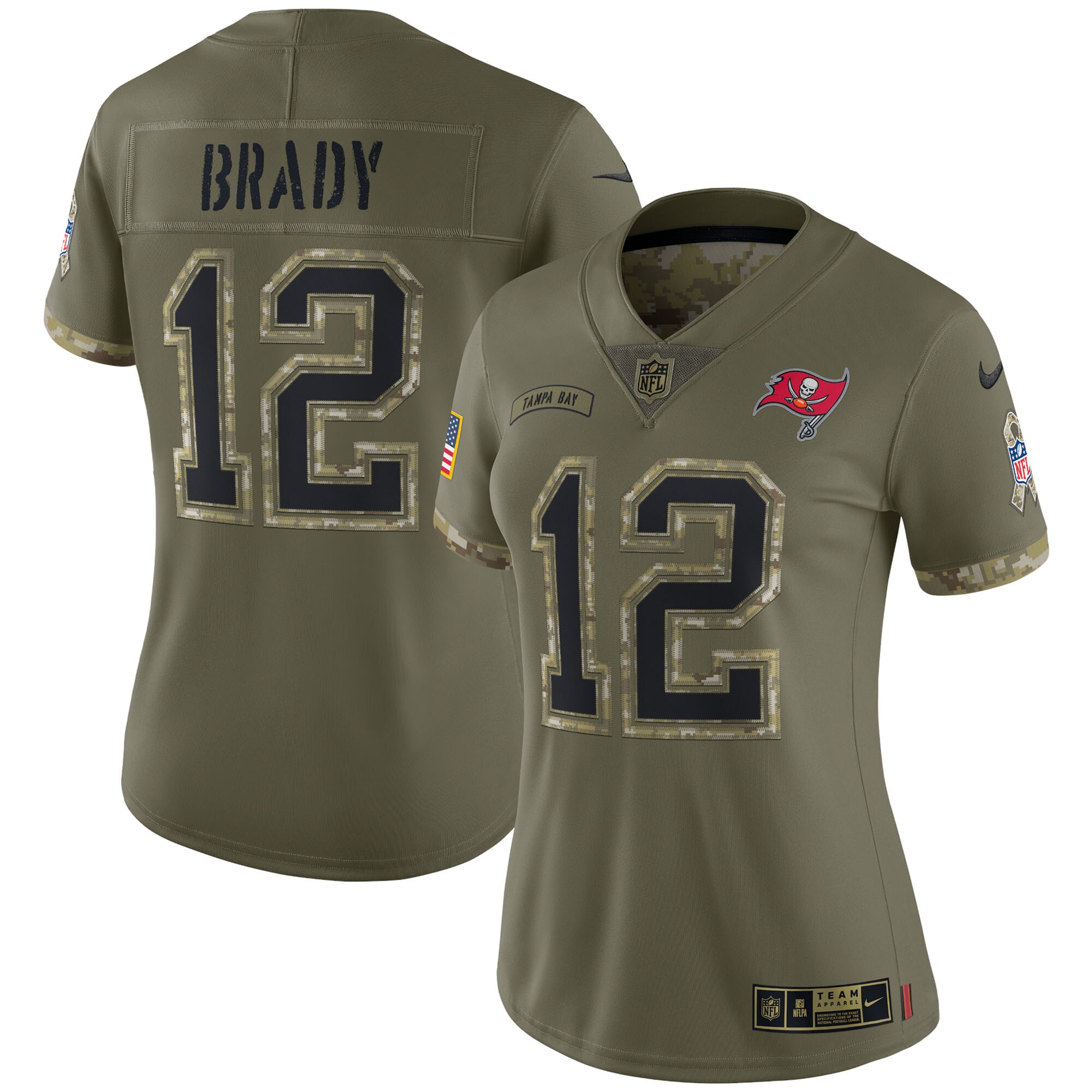 Tom Brady Tampa Bay Buccaneers  Women's 2022 Salute To Service Limited Jersey - Olive