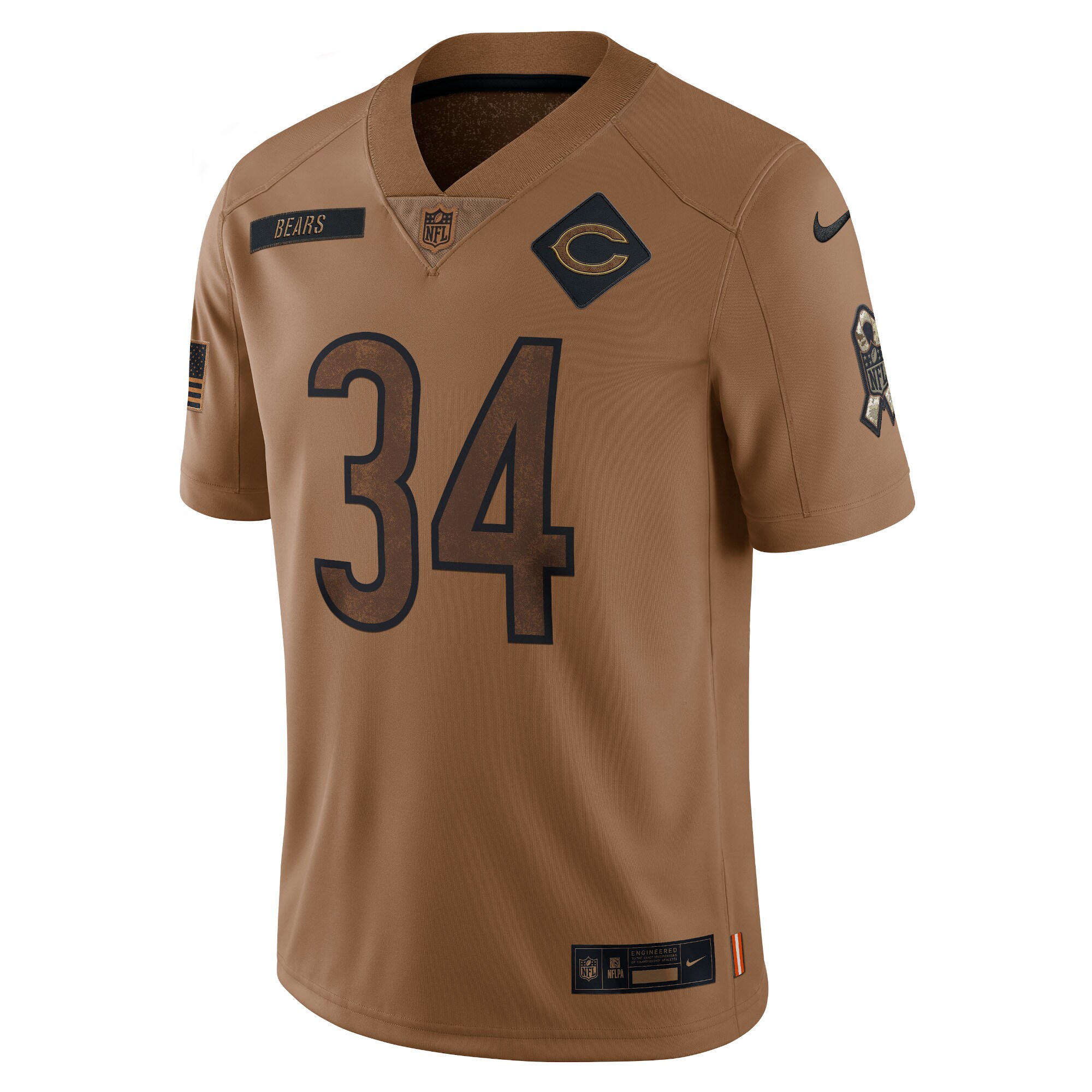Walter Payton Chicago Bears  2023 Salute To Service Retired Player Limited Jersey - Brown