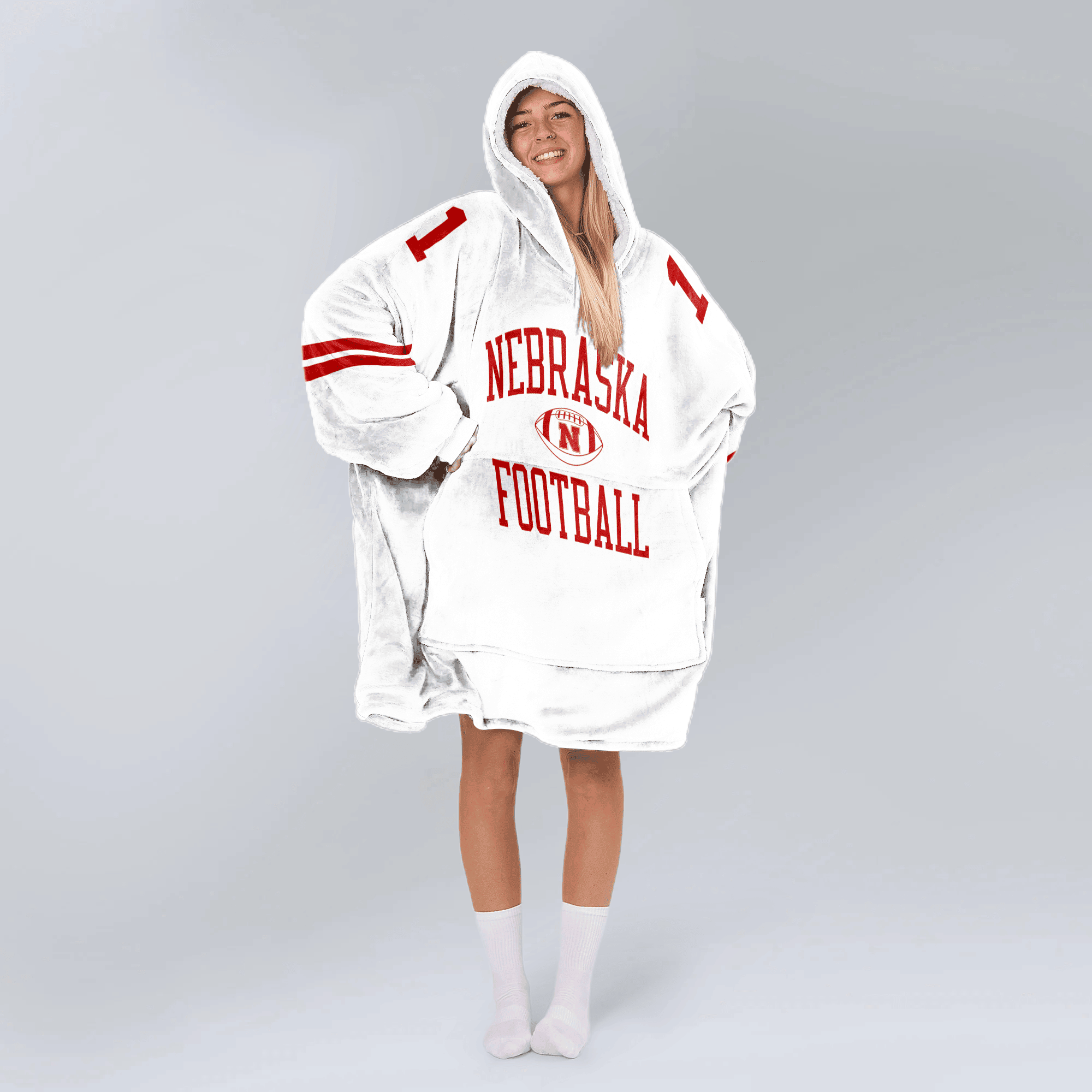 Adult 1 Nebraska Football Unisex Blanket Hoodie