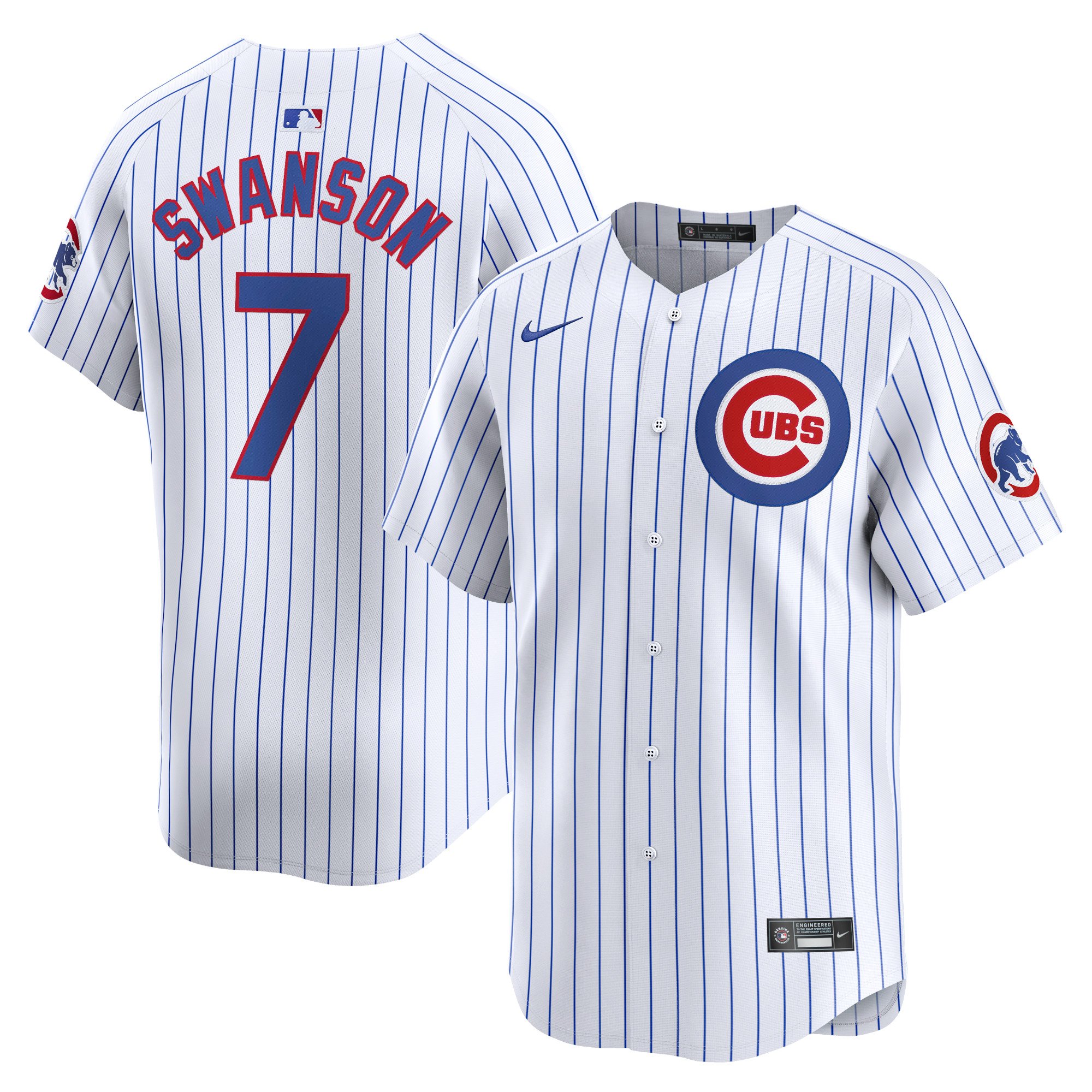 Men's Chicago Cubs Dansby Swanson  White Home Limited Player Jersey