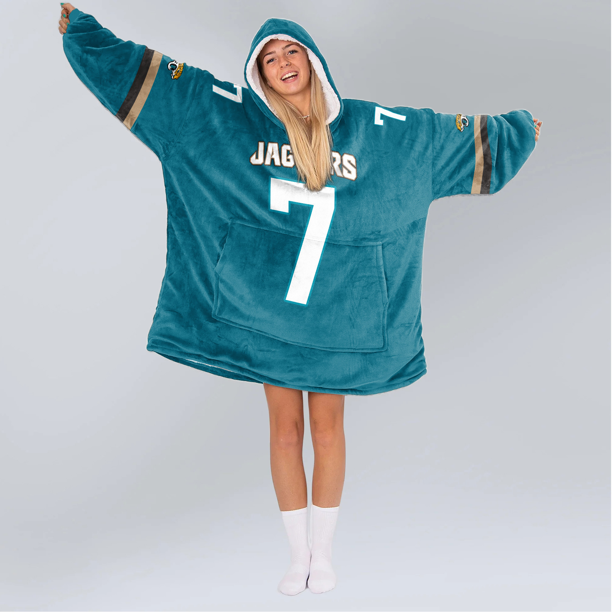 Adult 7 Jacksonville Football Unisex Blanket Hoodie