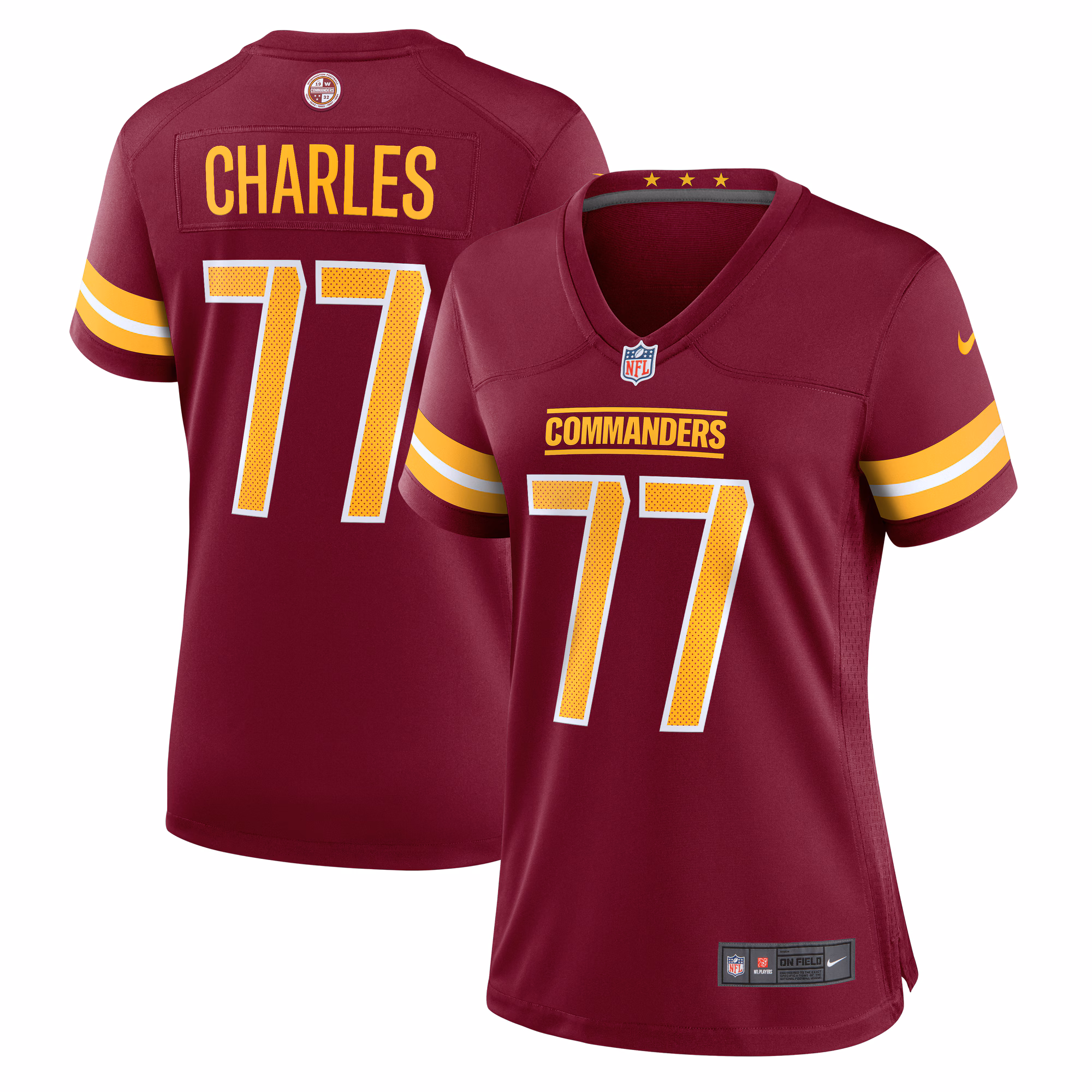 Saahdiq Charles Washington Commanders Women's  Game Jersey -  Burgundy