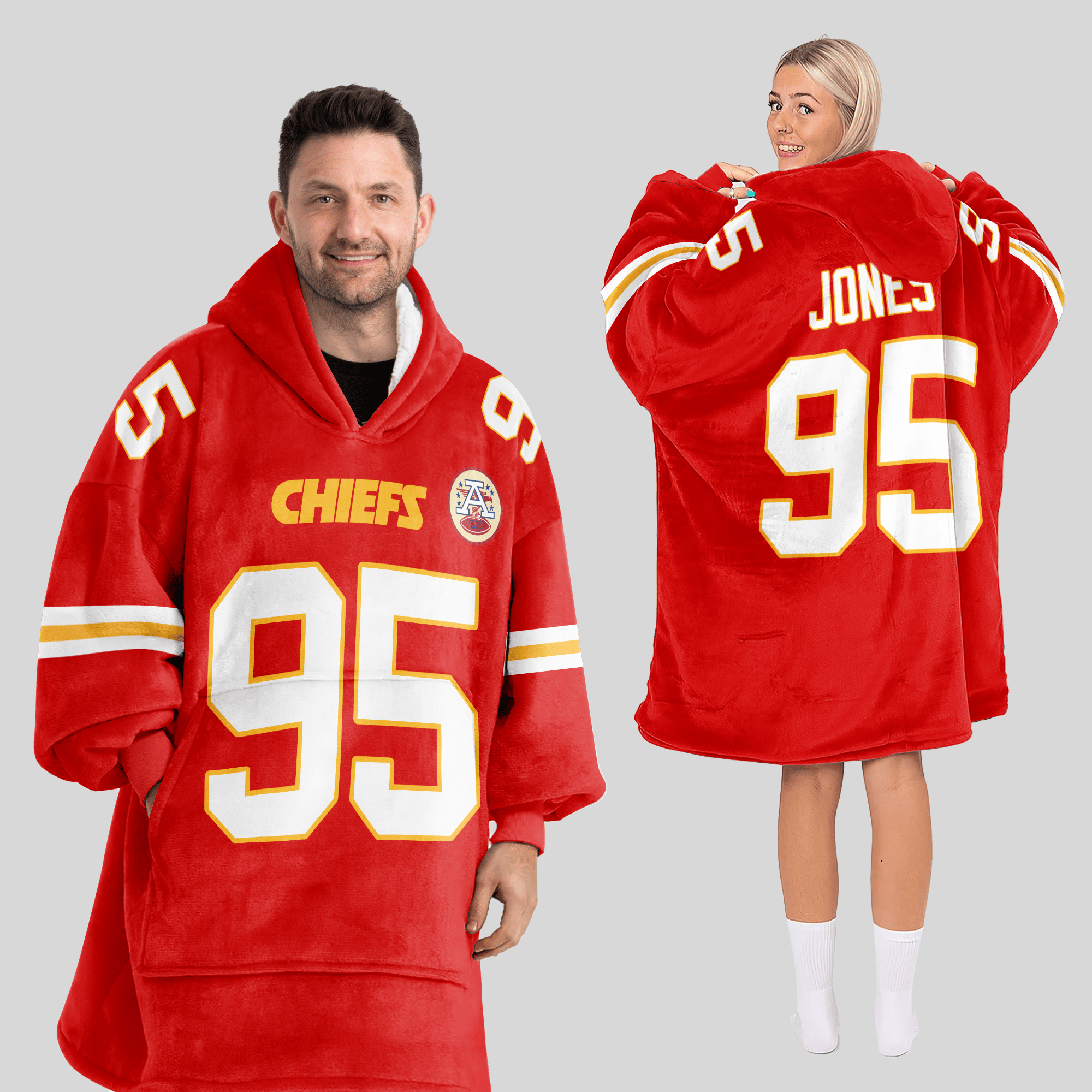 Adult C.J 95 Kansas City Football Unisex Blanket Hoodie