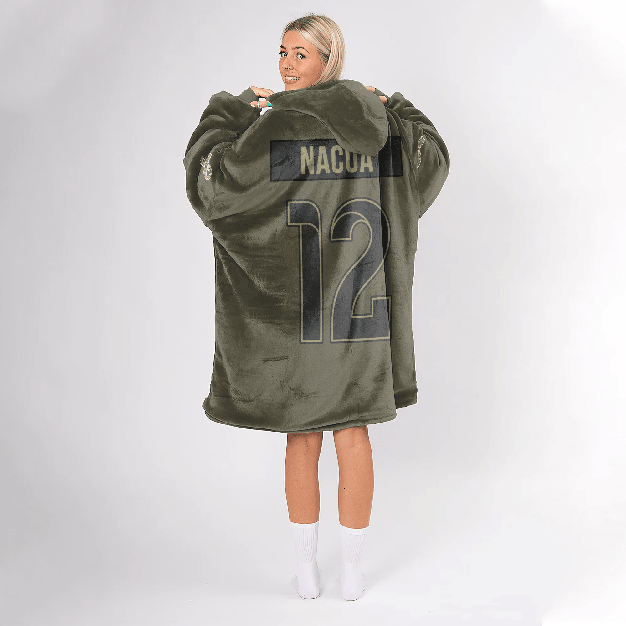 Adult P.N 12 Los Angeles Football Blanket Hoodie – Olive Salute to Service
