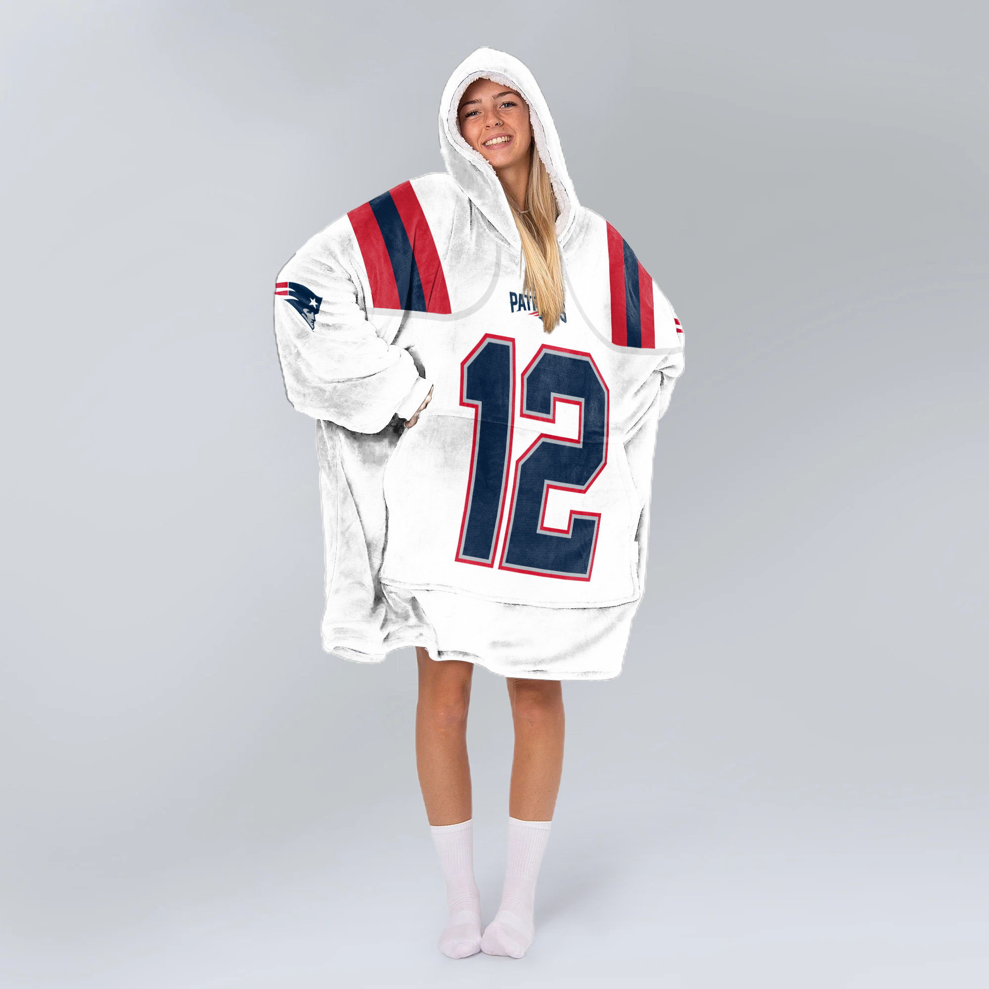 Adult TB 12 New England Football Unisex Blanket Hoodie