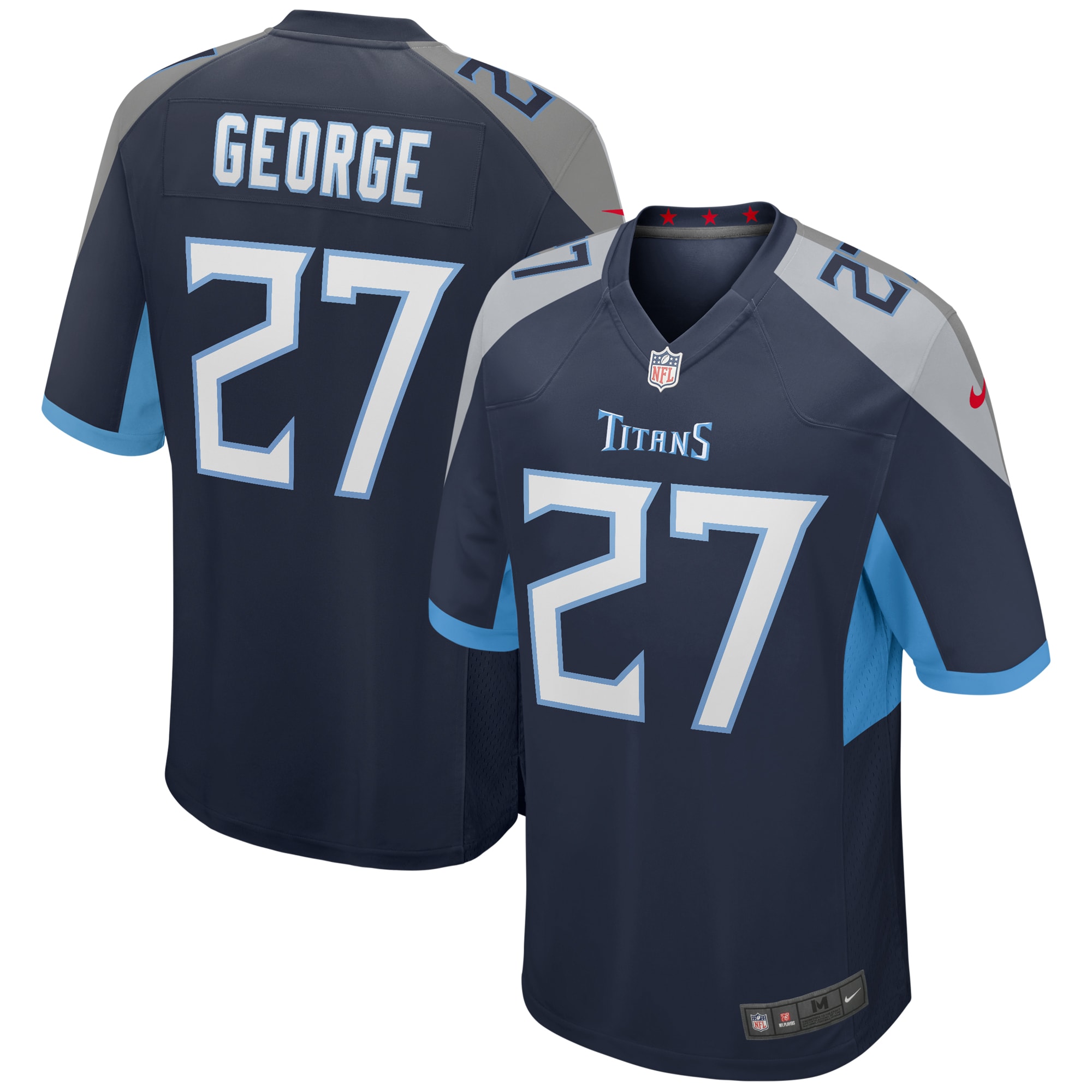 Eddie George Tennessee Titans Oilers Throwback Retired Player Game Jersey - Light Blue