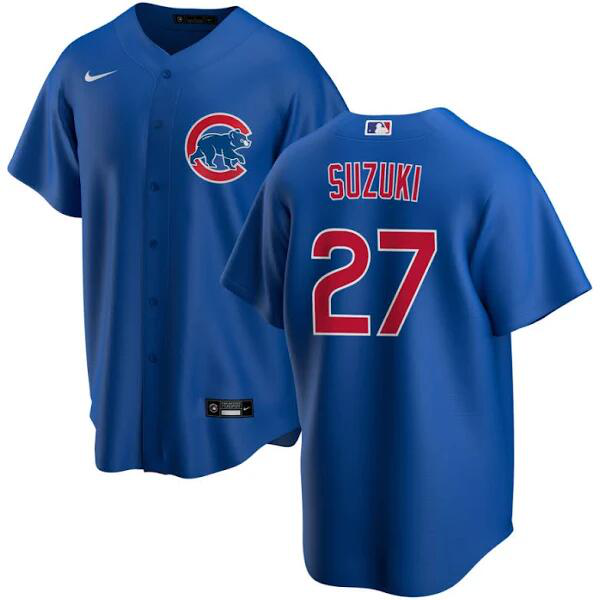 Men's Chicago Cubs #27 Seiya Suzuki Blue Alternate Stitched  MLB Jersey