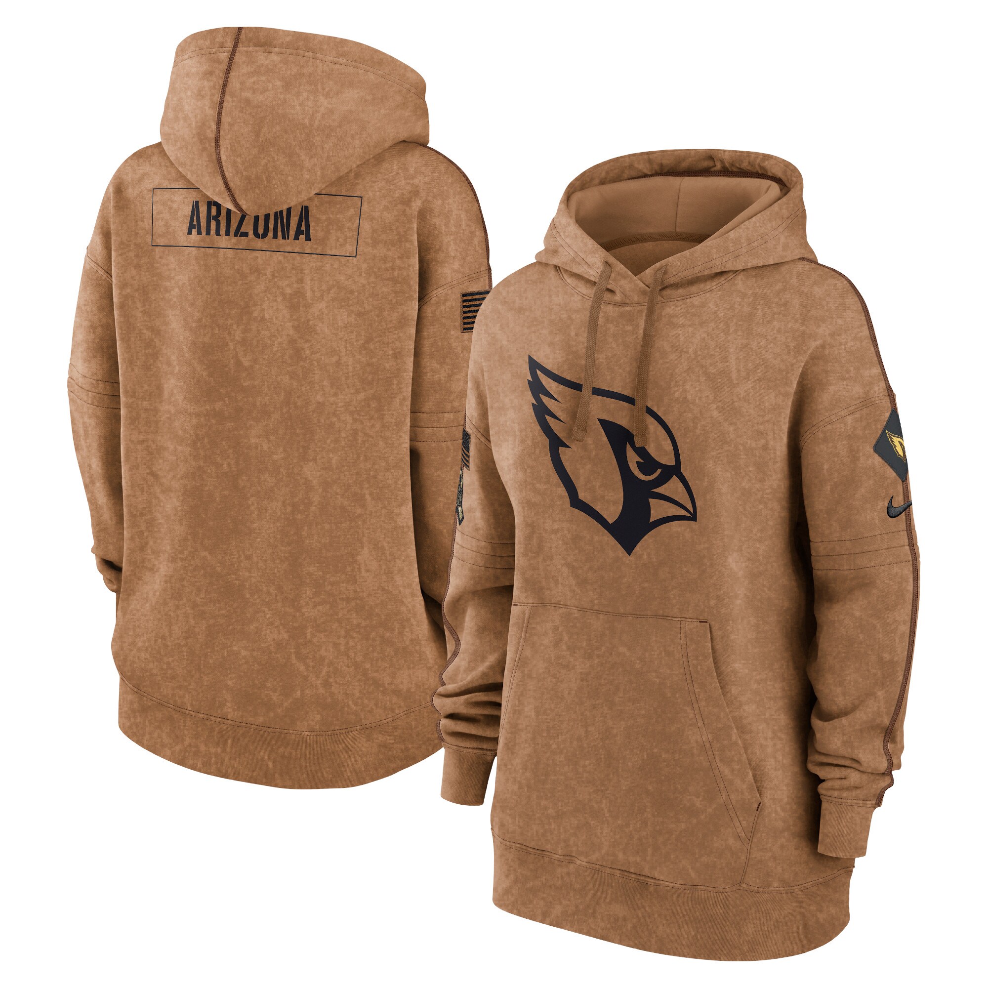 Arizona Cardinals  Women's 2023 Salute to Service Pullover Hoodie - Brown