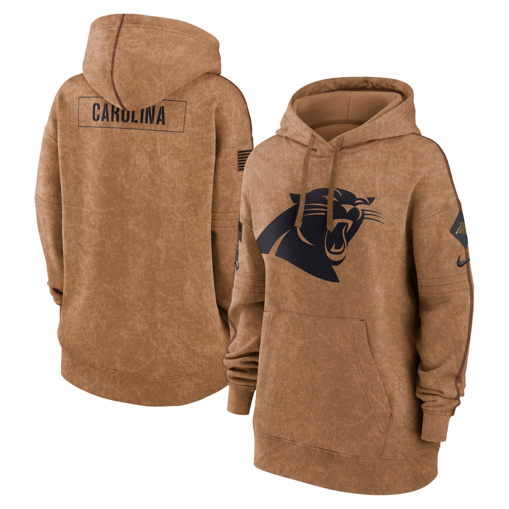 Carolina Panthers  Women's 2023 Salute to Service Pullover Hoodie - Brown