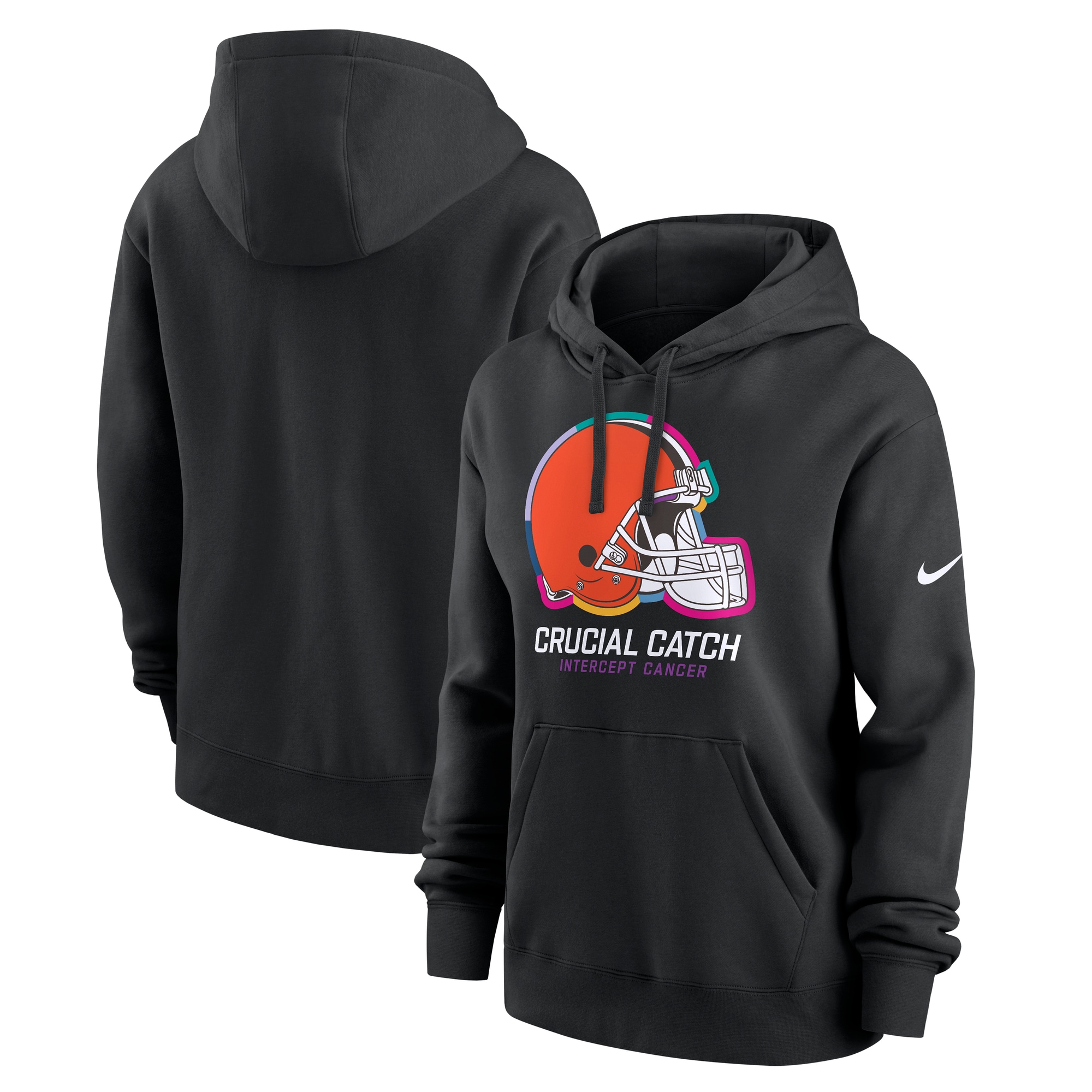 Cleveland Browns Women's 2024 NFL Crucial Catch Club Pullover Hoodie - Black