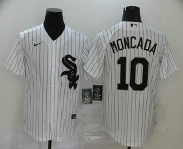 Men's Chicago White Sox #10 Yoan Moncada White Stitched MLB Cool Base  Jersey