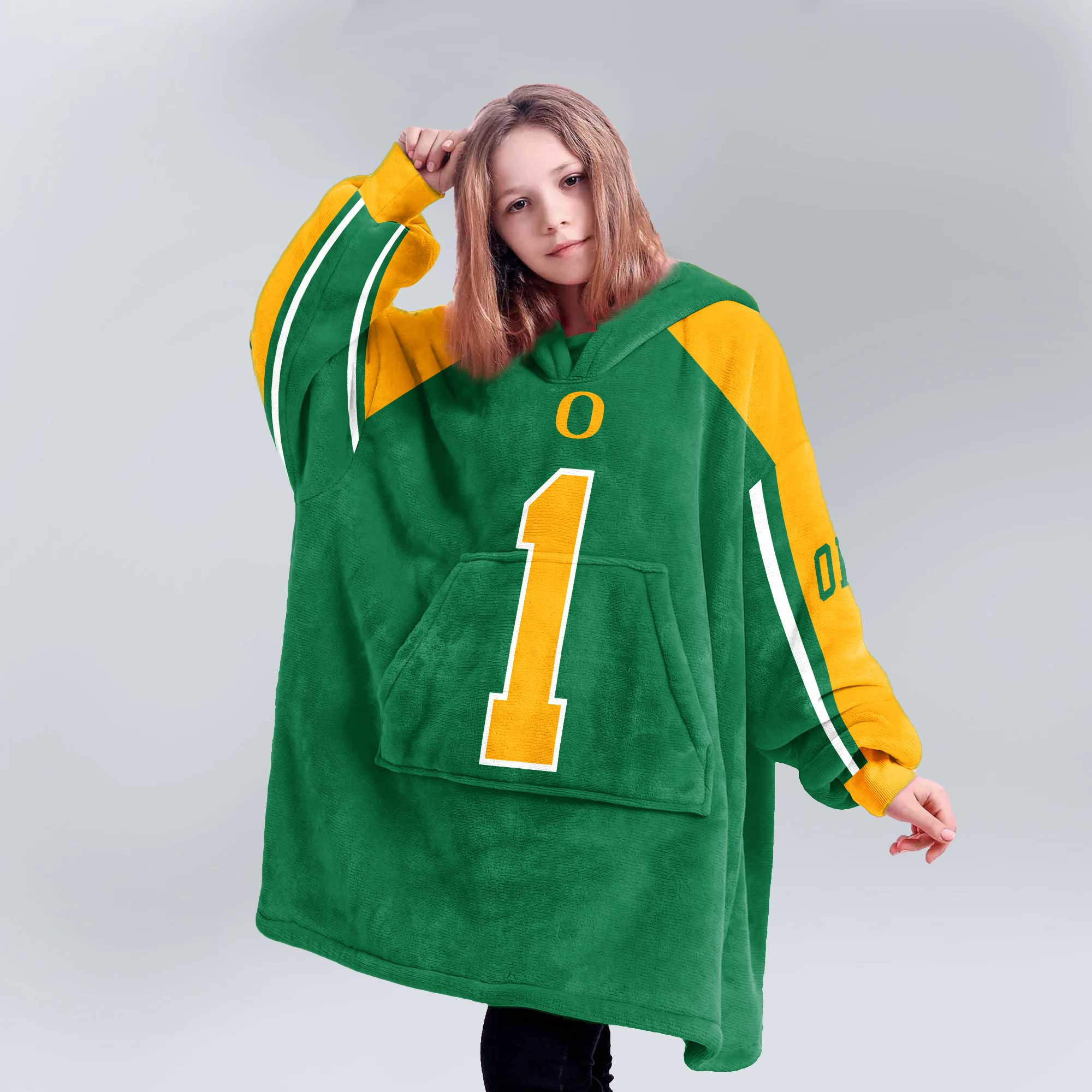 Kid Oregon Football Unisex Blanket Hoodie