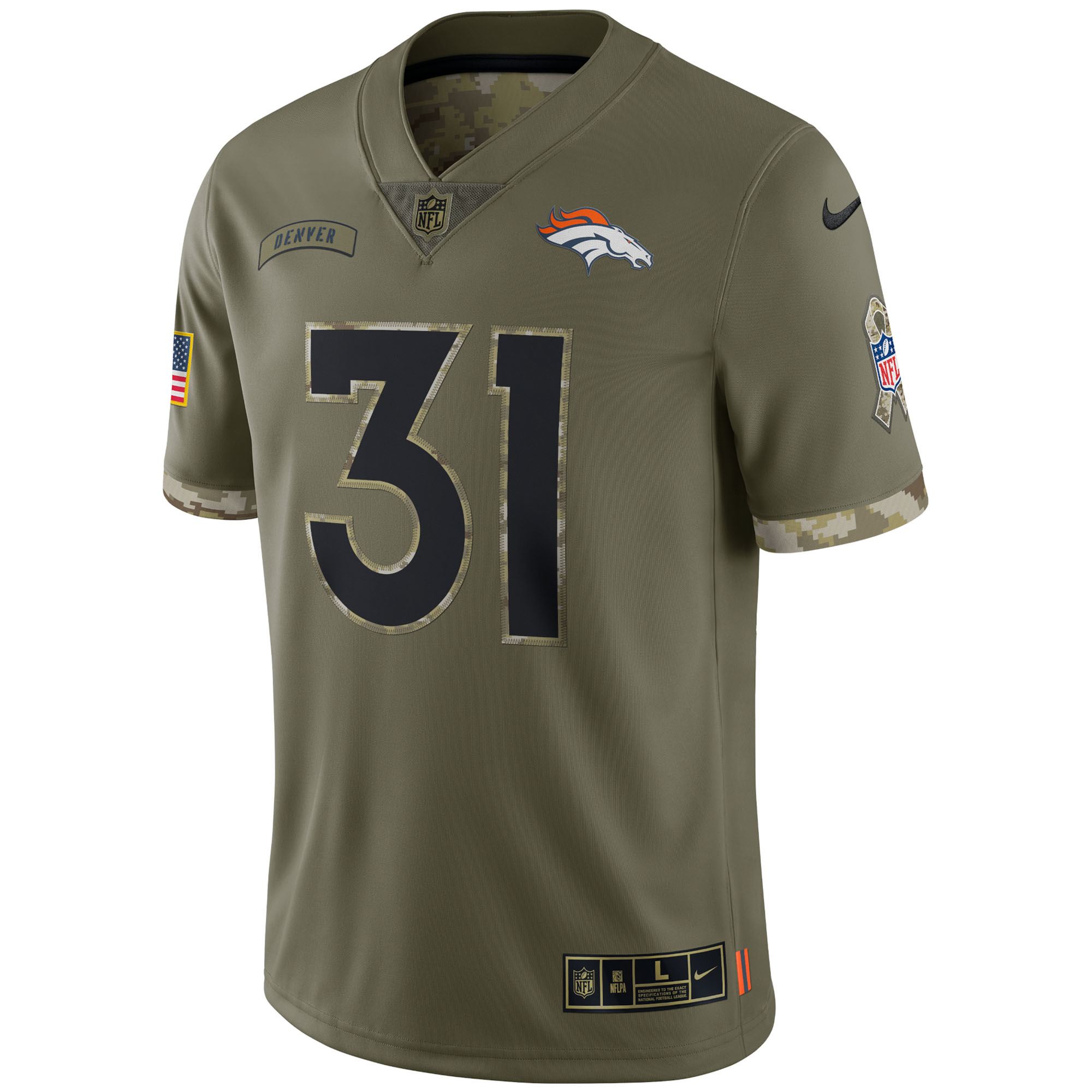 Justin Simmons Denver Broncos  2022 Salute To Service Limited Jersey - Olive