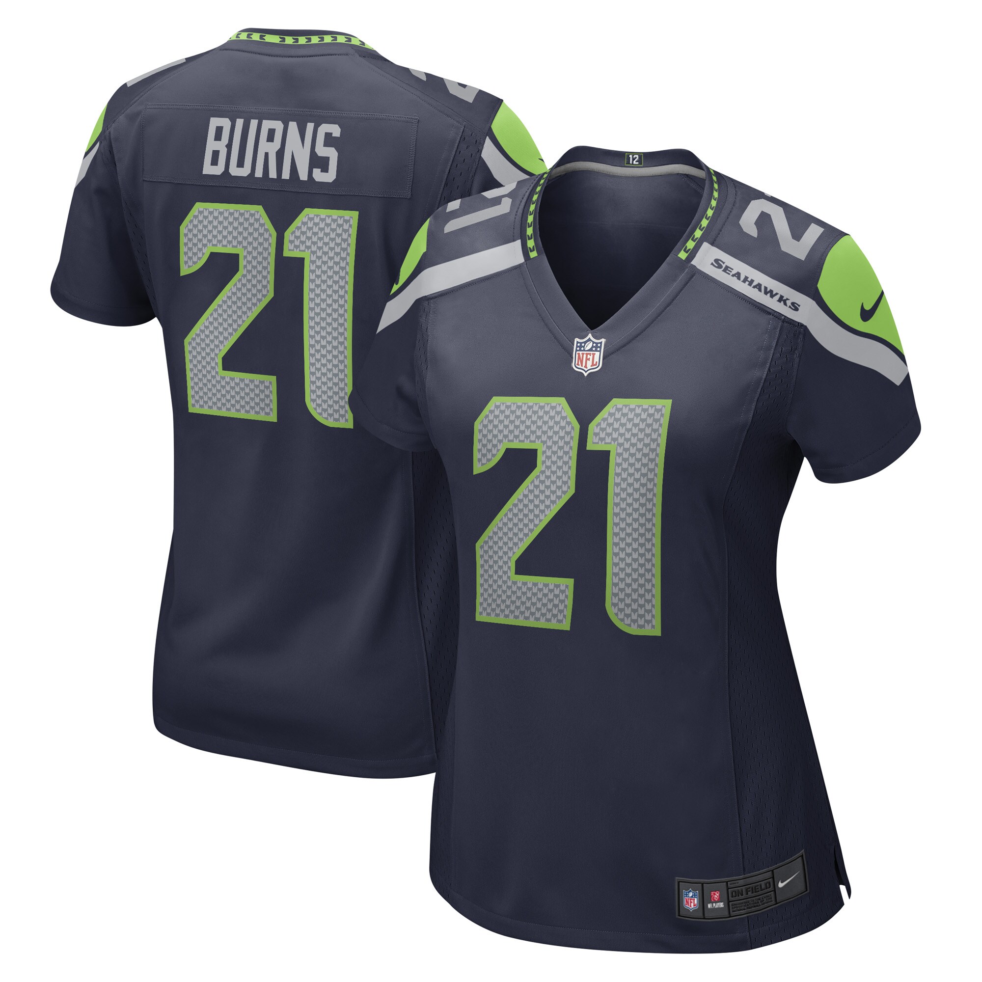 Artie Burns Seattle Seahawks  Women's Game Player Jersey - College Navy