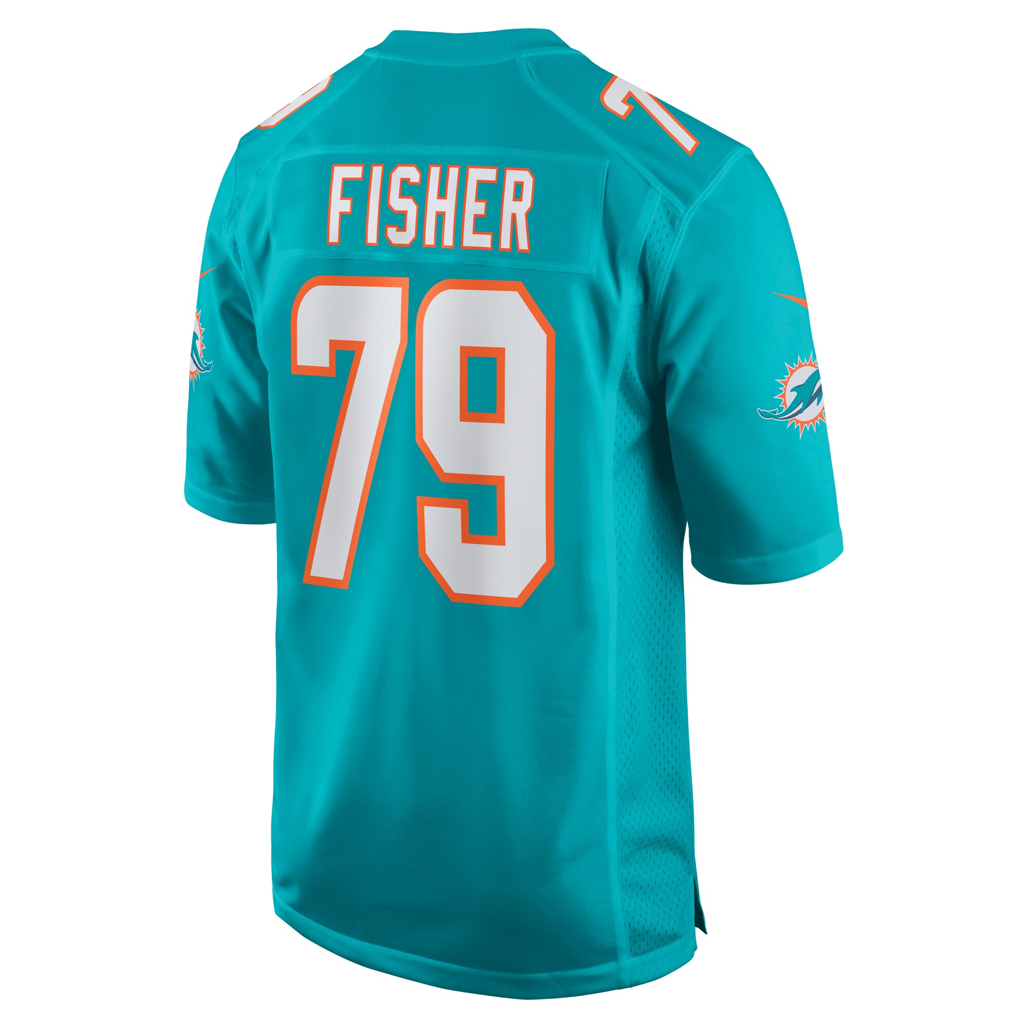Eric Fisher Miami Dolphins Home Game Player Jersey - Aqua