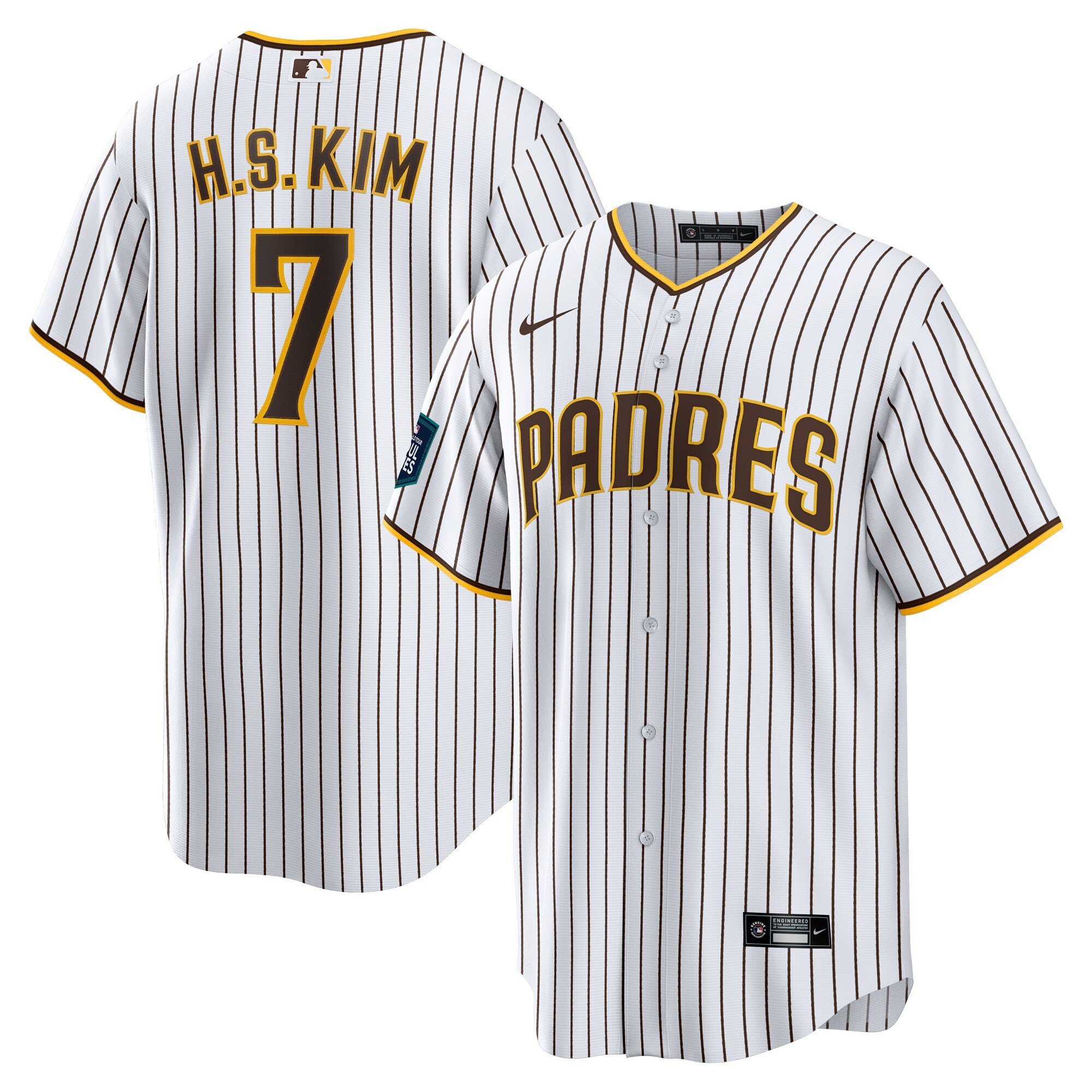 Men's San Diego Padres #7 Ha-Seong Kim  White 2024 MLB World Tour Seoul Series Home Player Jersey
